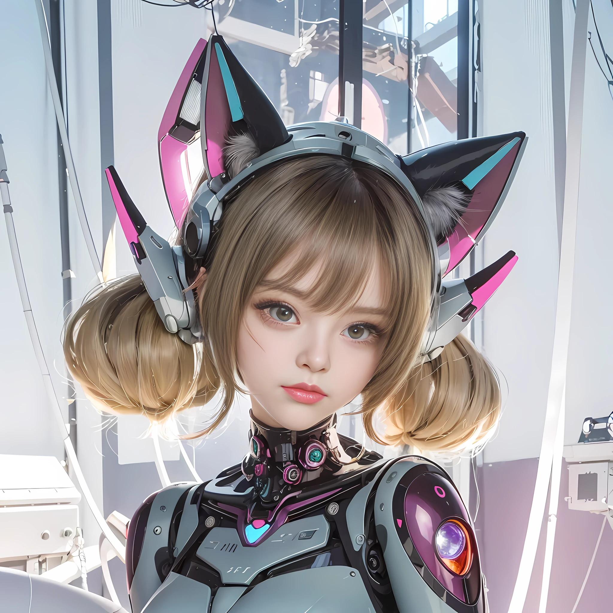 Anime - cat ears and cat tail style girl, robot! Catwoman, Perfect Robot Girl, Anime Robot with Organic Mix, Anime Mecha Aesthetics, Cyberpunk Anime Girl Mecha, Advanced Digital Anime Art, Future Anime Girl, Digital Anime Art, Anime Manga Robot!! Anime girl, detailed digital anime art, digital anime illustration, cute cyborg girl