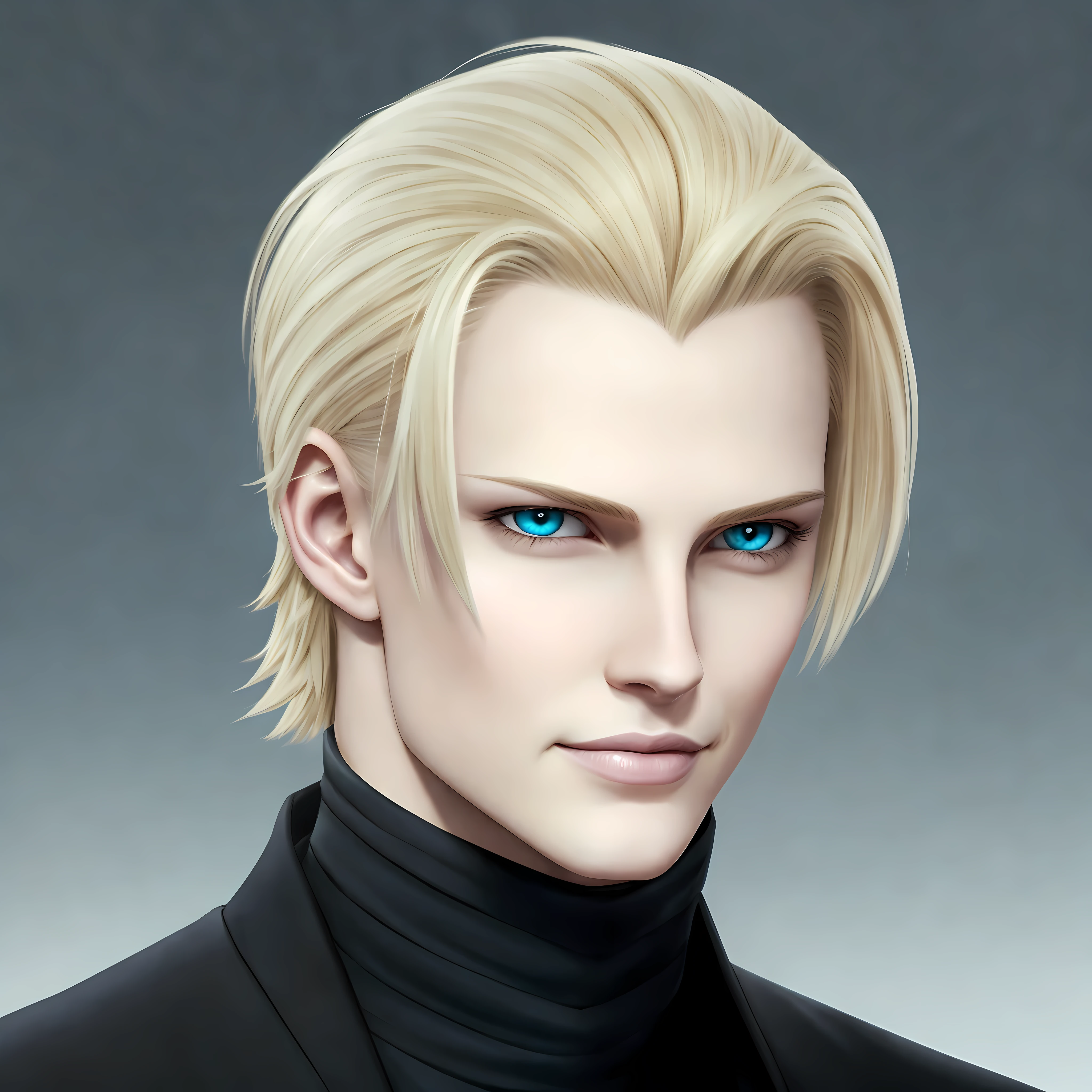 evil mysterious smile, hair detailing