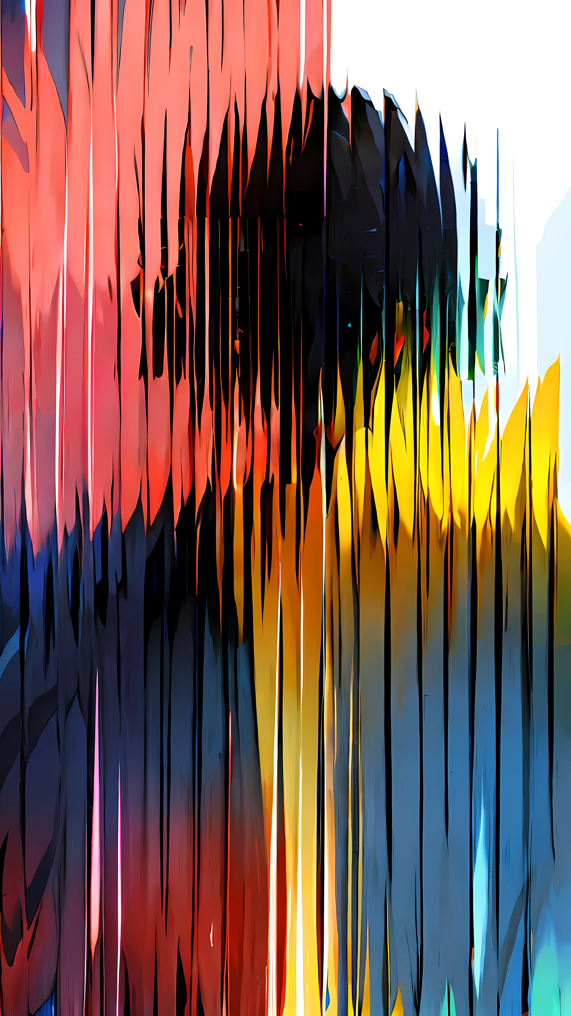 Red, blue and yellow, diagonally filled with canvas, edge lighting, two-tone lighting, dim, understated, frontal portrait