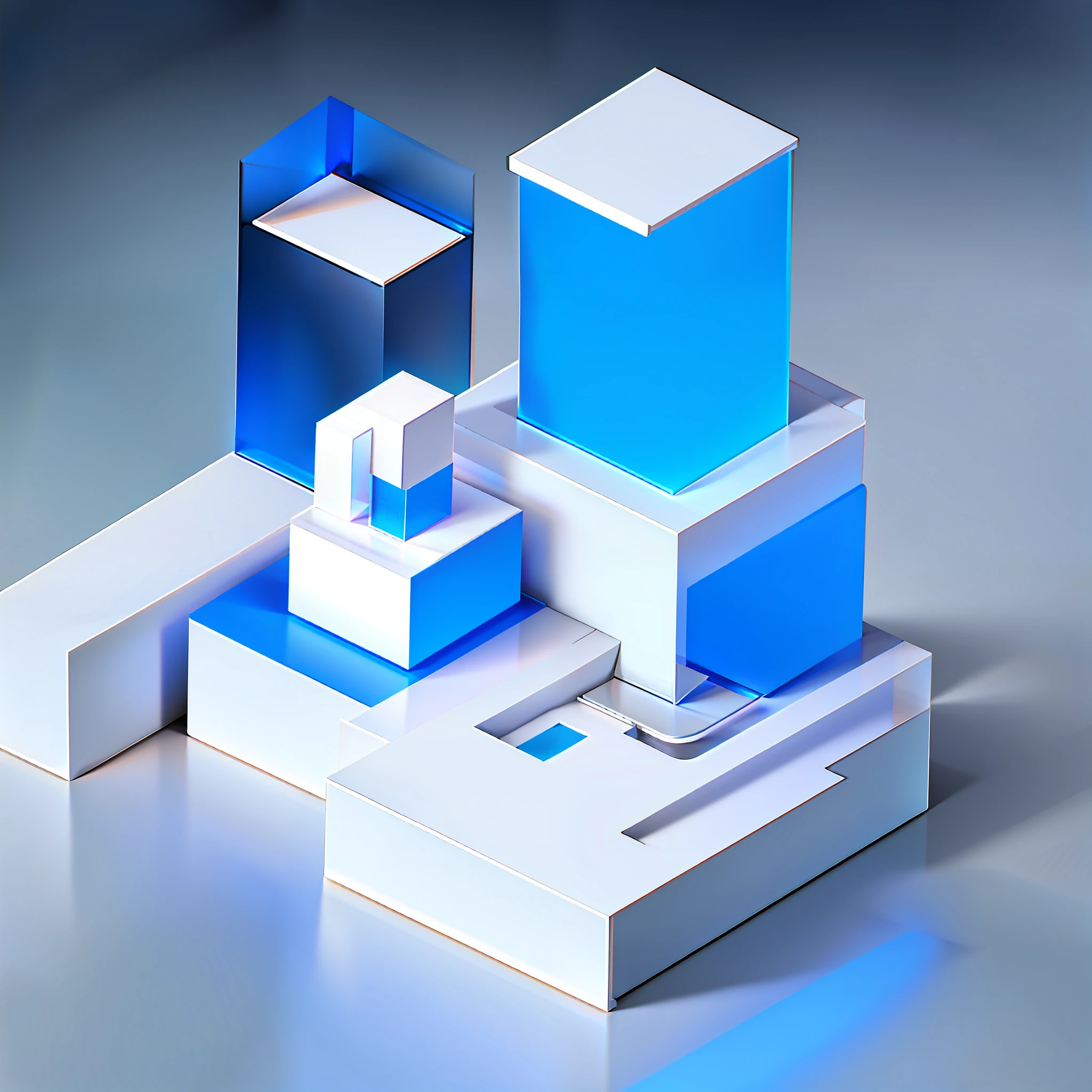 Block on white background, geometric 3D, best quality, rich detail, 4k, blender, octane render, C4D, transparent glass texture, DDicon, blue|orange, frosted glass, transparent technology, industrial design, white background, lighting, sunlight, flat, minimalist, skeuomorphic, axisymmetric, data, cylinder, document,