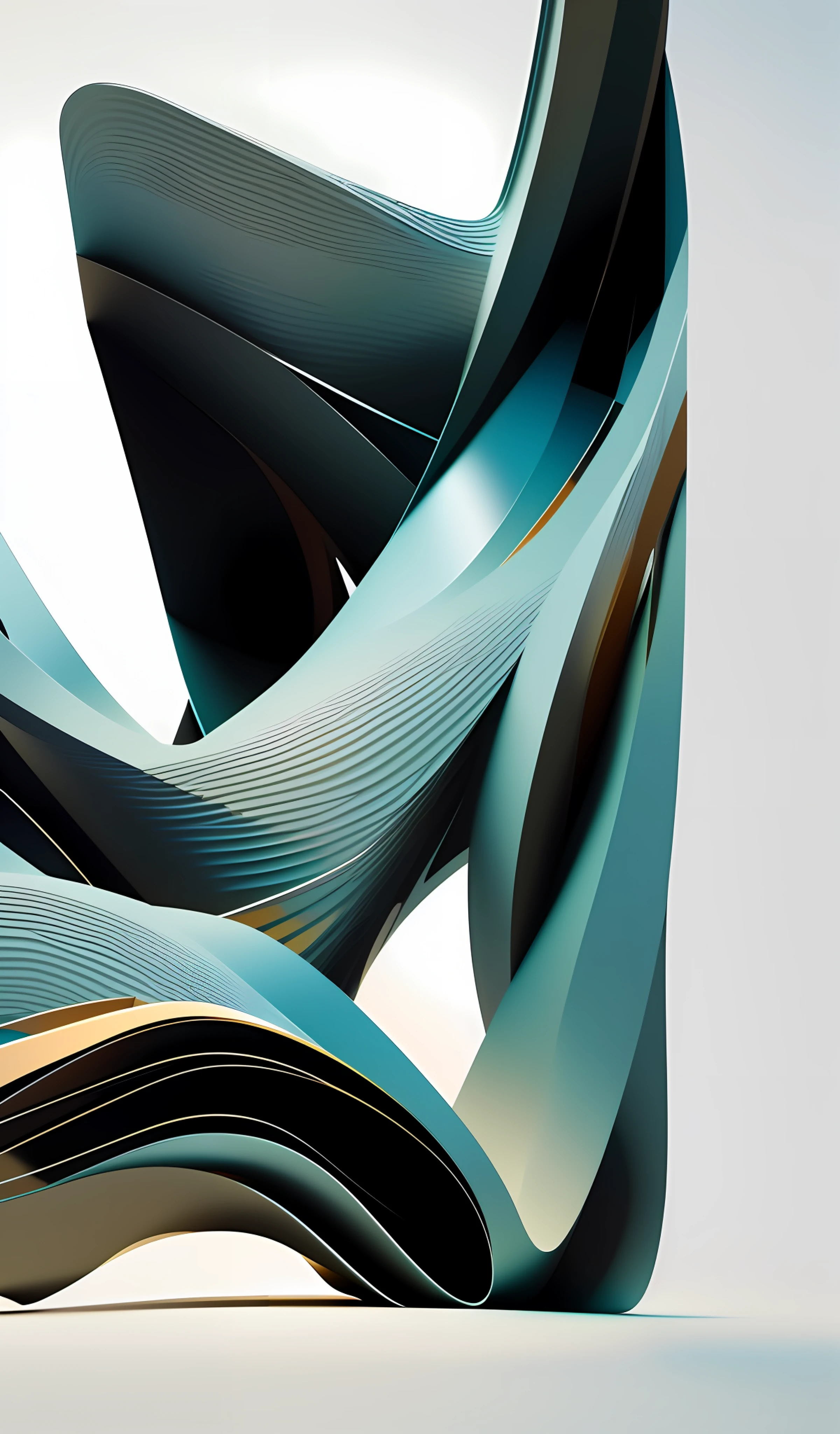 There is a picture with curved design, abstract concept, abstract 3D flat painting, flowing form, abstract edge, complex abstraction, abstract form and shape, abstract shape, very abstract, abstract, flowing material, layered paper art, abstract design, layered paper, stunning lines, soft organic abstraction, elements of rice paddies, simple and clean colors,