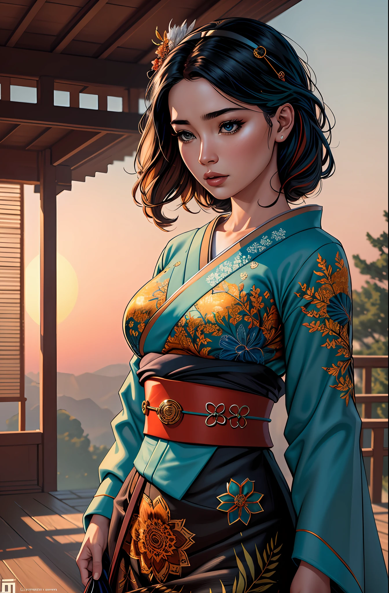 (Line Art:1.2), (dark shot:1.4), 80mm, (dark shot:1.4), 80mm, epic realistic, (painting of a geisha) with european features (walking through a japanese pine forest), by range murata, a big ((red sun in the background)), (beautiful cloudy sky), stunning, matted, paul gauguin, van gogh, art by greg rutkowski and artgerm, soft cinematic light, adobe lightroom, photolab, hdr, intricate, highly detailed, (depth of field:1.4), (dark shot:1.22), neutral colors, (hdr:1.4), (muted colors:1.4), (intricate), (artstation:1.2), hyperdetailed, dramatic, intricate details, (technicolor:0.9), (rutkowski:0.8), cinematic, detailed, soft light, sharp, exposure blend, medium shot, bokeh, (hdr:1.4), high contrast, (cinematic, teal and orange:0.85), (realistic and beautiful fabric:0.75), (muted colors, dim colors, soothing tones:1.3), low saturation, (hyperdetailed:1.2), (noir:0.3), soft light, sharp, exposure blend, medium shot, bokeh, (hdr:1.4), high contrast, (cinematic, teal and orange:0.85), (muted colors, dim colors, soothing tones:1.3), low saturation, (hyperdetailed:1.2), (noir:0.4), (intricate details:1.12), hdr, (intricate details, hyperdetailed:1.15)