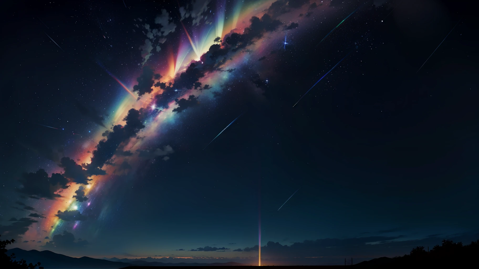 starry sky, rainbow, shooting stars, background, 1080P, sky
