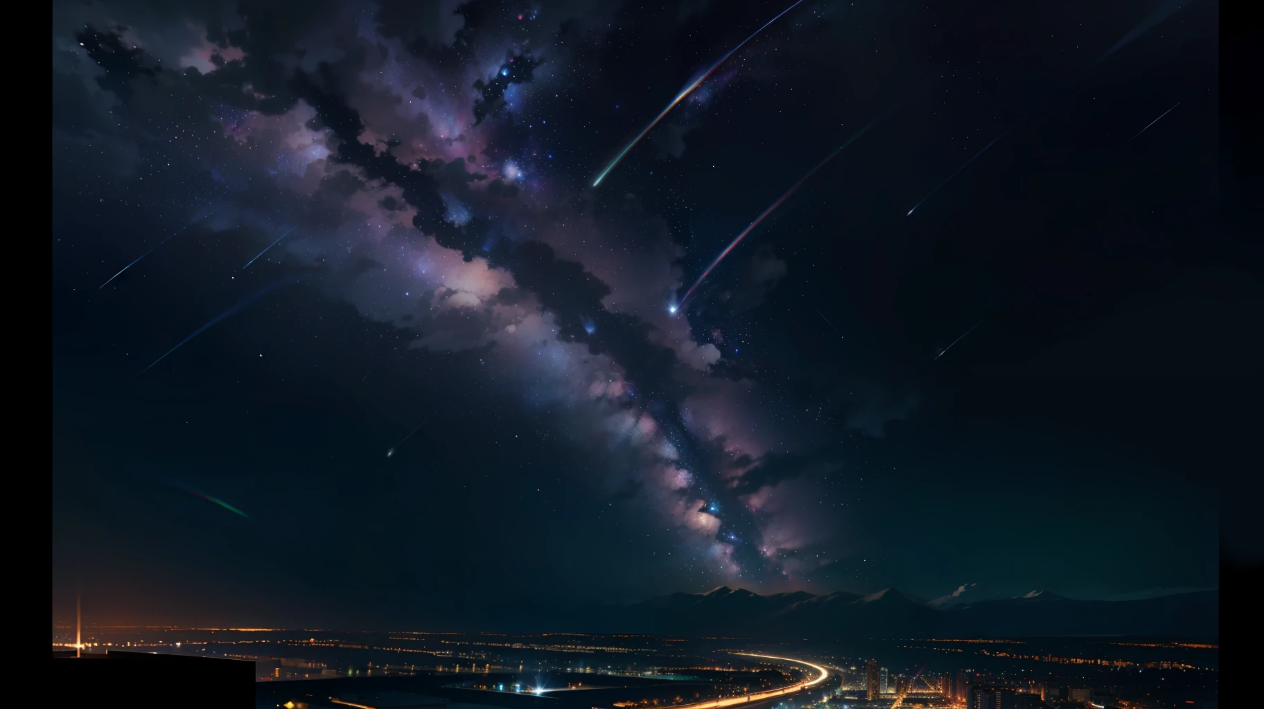 starry sky, rainbow, shooting stars, background, 1080P, sky