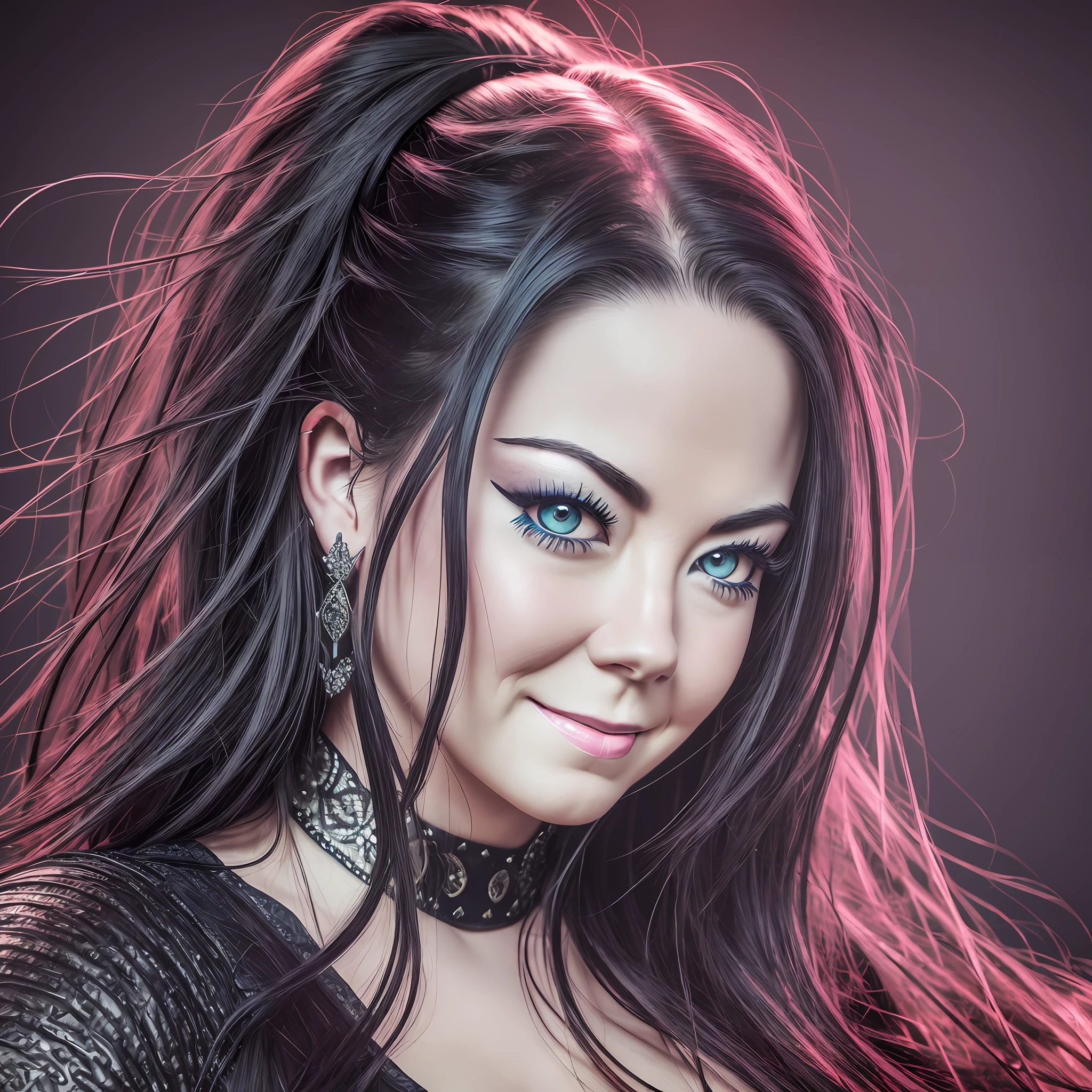 Photograph of singer Amy Lee, realism, Canon, 8k, super detailed ((detailed skin)) detailed eyes, malevolent smile, large breasts. --auto --s2