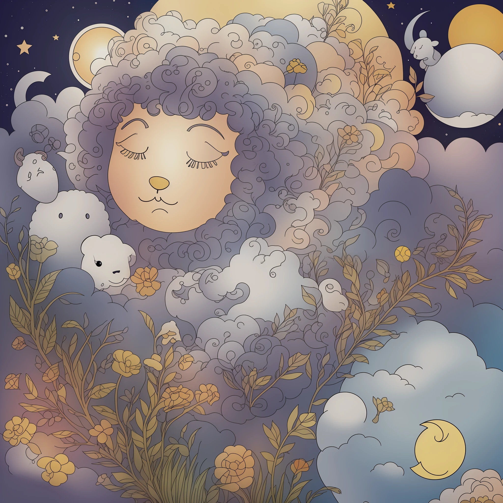 childrens sleep music album, a sheep, the moon, no human, no baby, no child