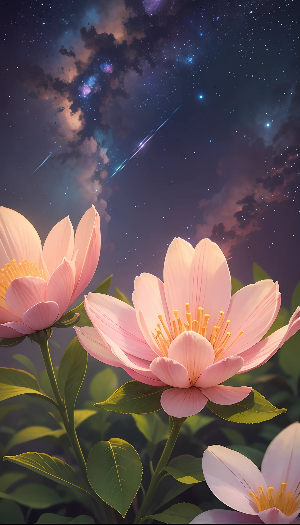 High quality, high detail, brilliant starry sky, flowers, glow --auto --s2