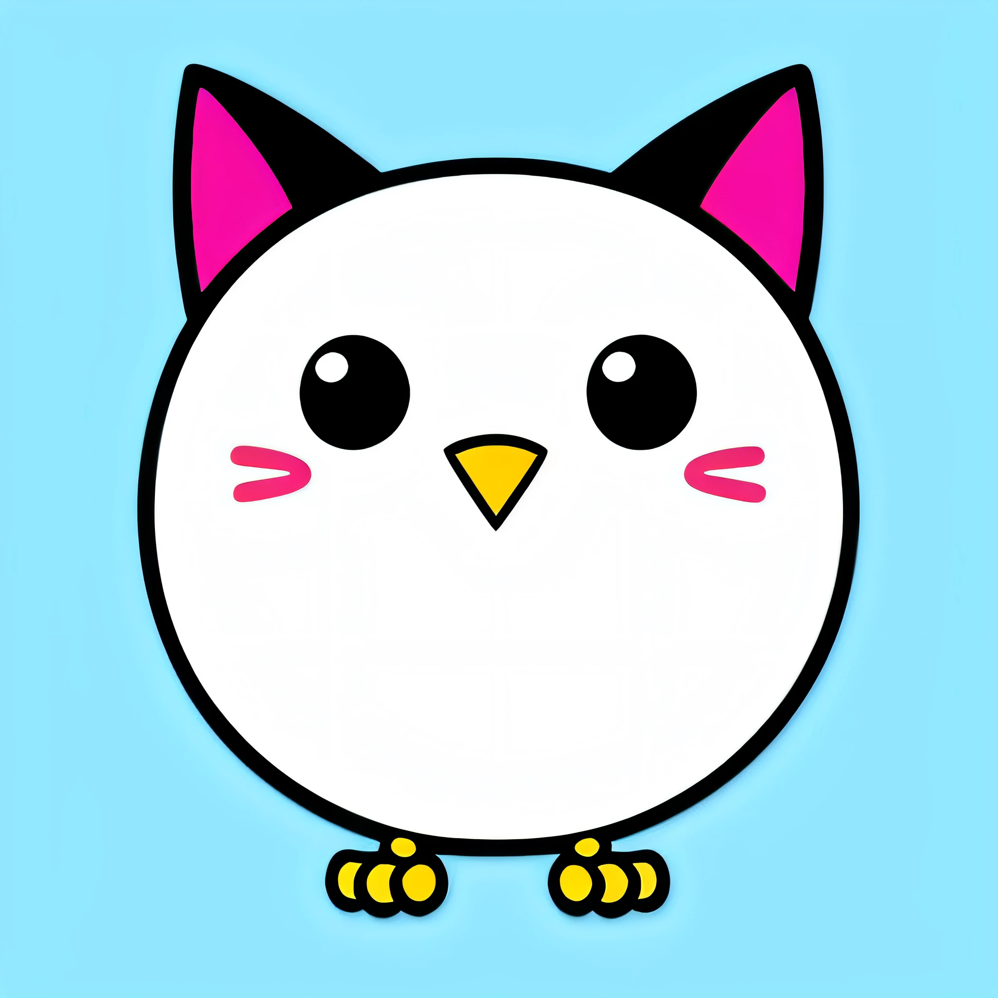 ((sticker)), awesome , chibi cat owl with cute eyes, cute mouth 4k, high quality, white background, high details, --ar 1:1, illustrator, transparent background