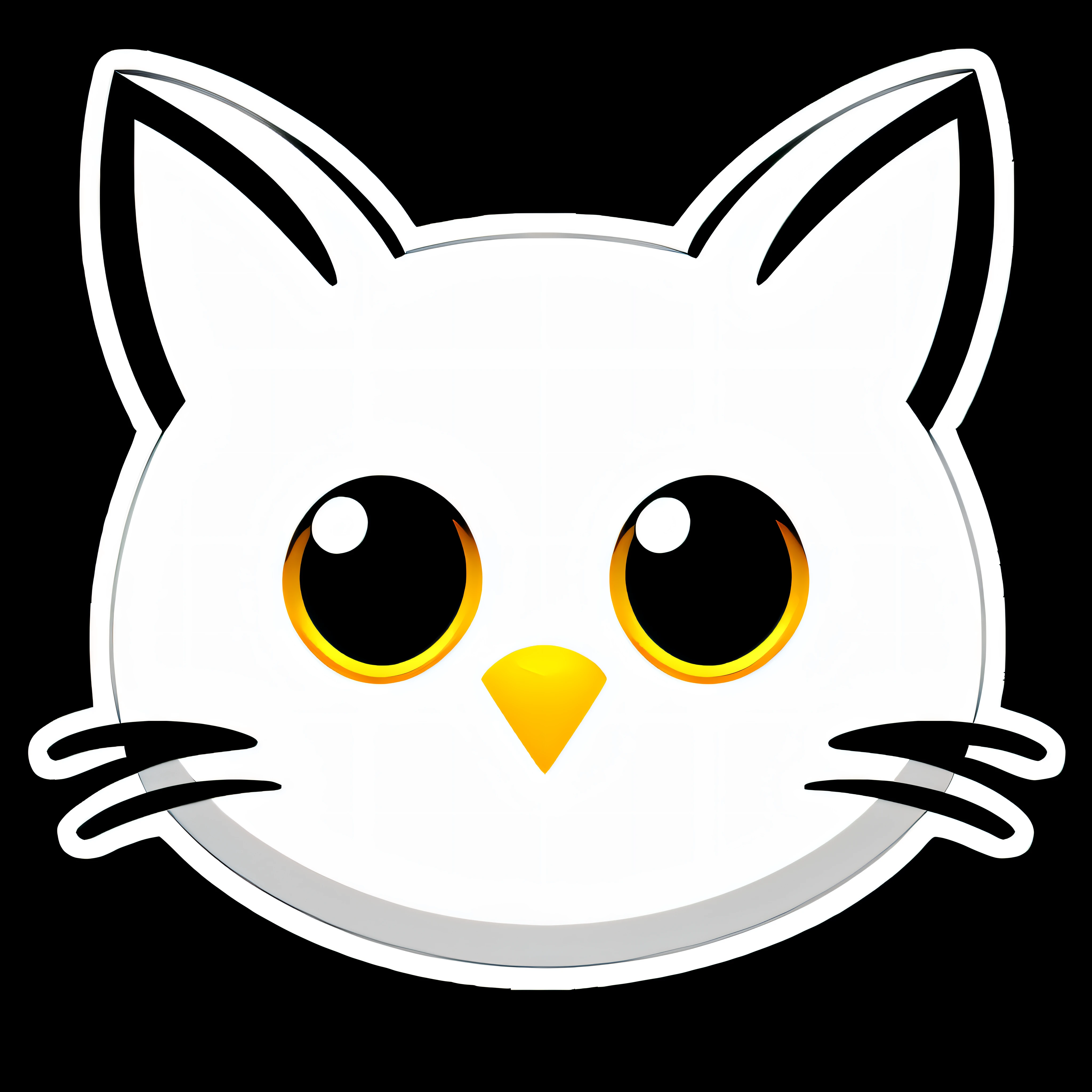 ((sticker)), awesome , chibi cat owl with cute eyes, cute mouth 4k, high quality, white background, high details, --ar 1:1, illustrator, transparent background