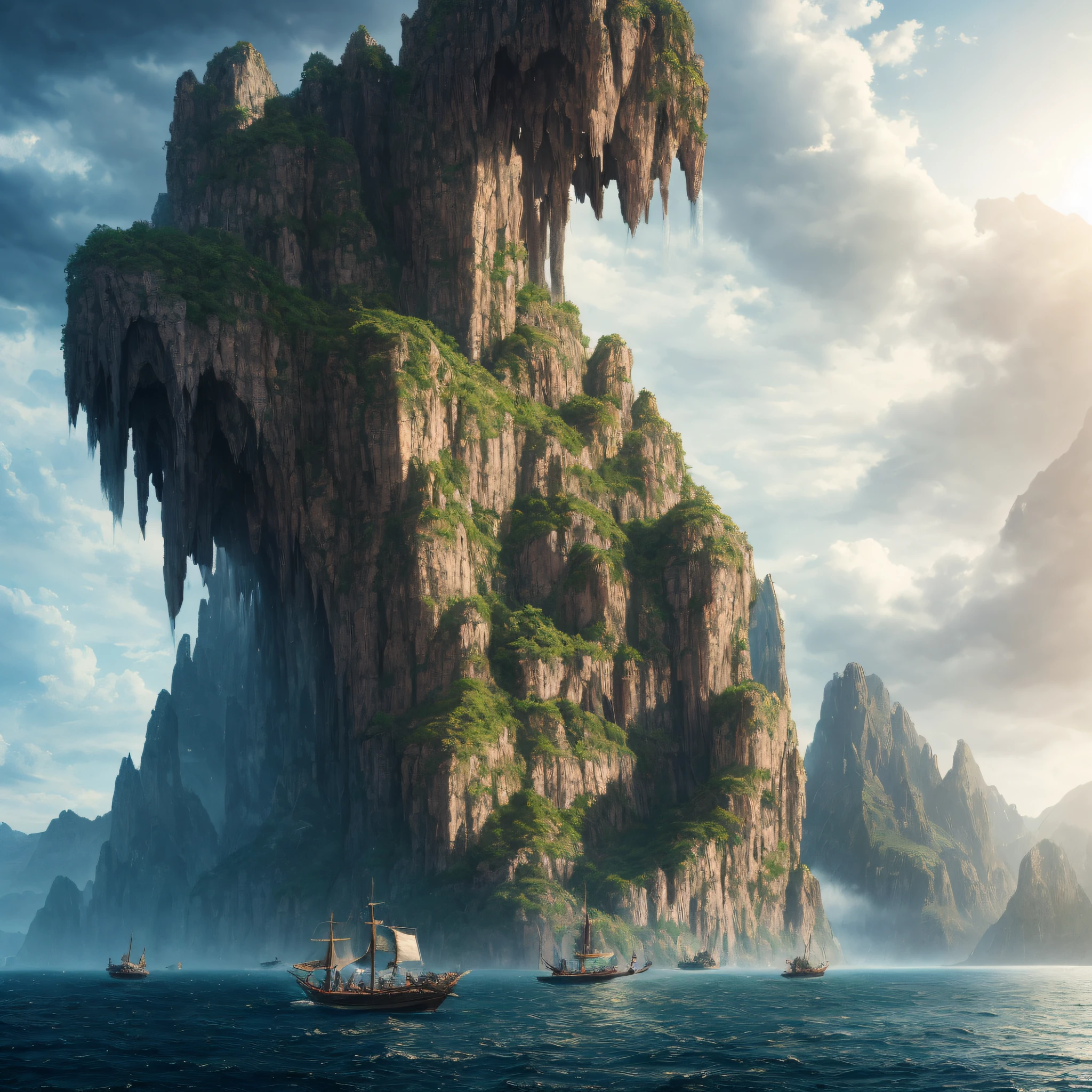 masterpiece, best quality, high quality, extremely detailed CG unity 16k wallpaper, scenery, outdoors, sky, cloud, day, no humans, mountain, landscape, water, tree, blue sky, waterfall, nature, lake, river, cloudy sky,award winning photography, Bokeh, Depth of Field, HDR, bloom, Chromatic Aberration ,Photorealistic,extremely detailed, trending on artstation, trending on CGsociety, Intricate, High Detail, dramatic, art by midjourney