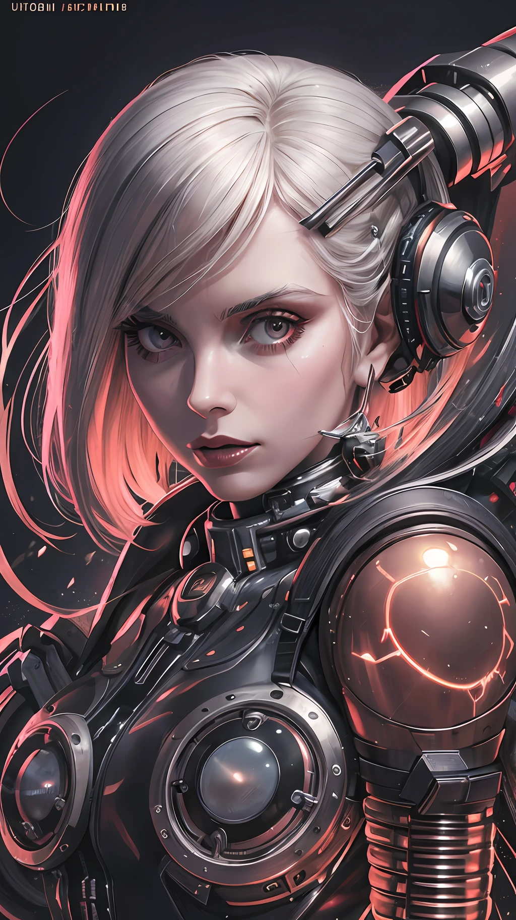 ((Debbie Harry)), 1mechanical girl,((ultra realistic details)), portrait, global illumination, shadows, octane render, 8k, ultra sharp,metal,intricate, ornaments detailed, cold colors, egypician detail, highly intricate details, realistic light, trending on cgsociety, glowing eyes, facing camera, neon details, machanical limbs,blood vessels connected to tubes,mechanical vertebra attaching to back,mechanical cervial attaching to neck,sitting,wires and cables connecting to head