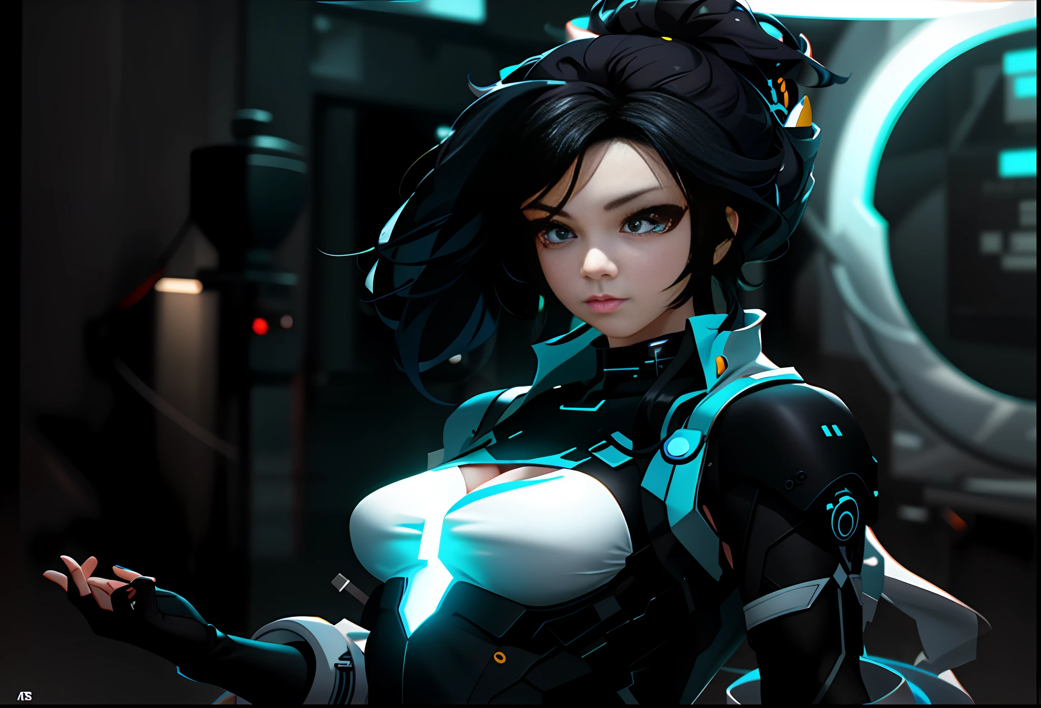 there is a woman in a futuristic outfit holding a cell phone, chengwei pan on artstation, artgerm ; 3d unreal engine, stunning character art, ross tran 8 k, smooth digital concept art, by Yang J, wlop art, fanart best artstation, 3 d render character art 8 k, wojtek fus, by Zhou Chen