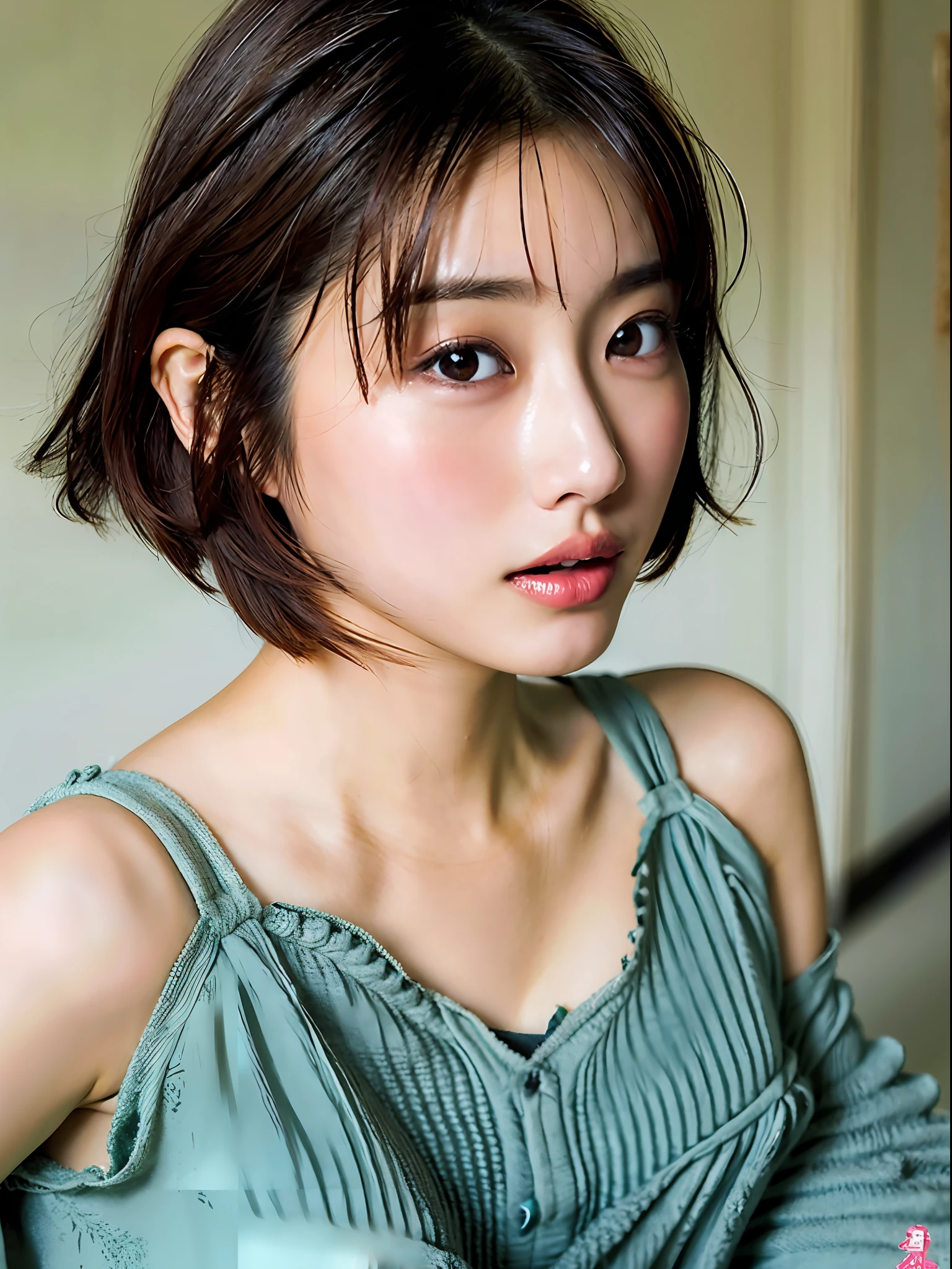 cute girl, solo, very short hair, delicate, beautiful breasts,