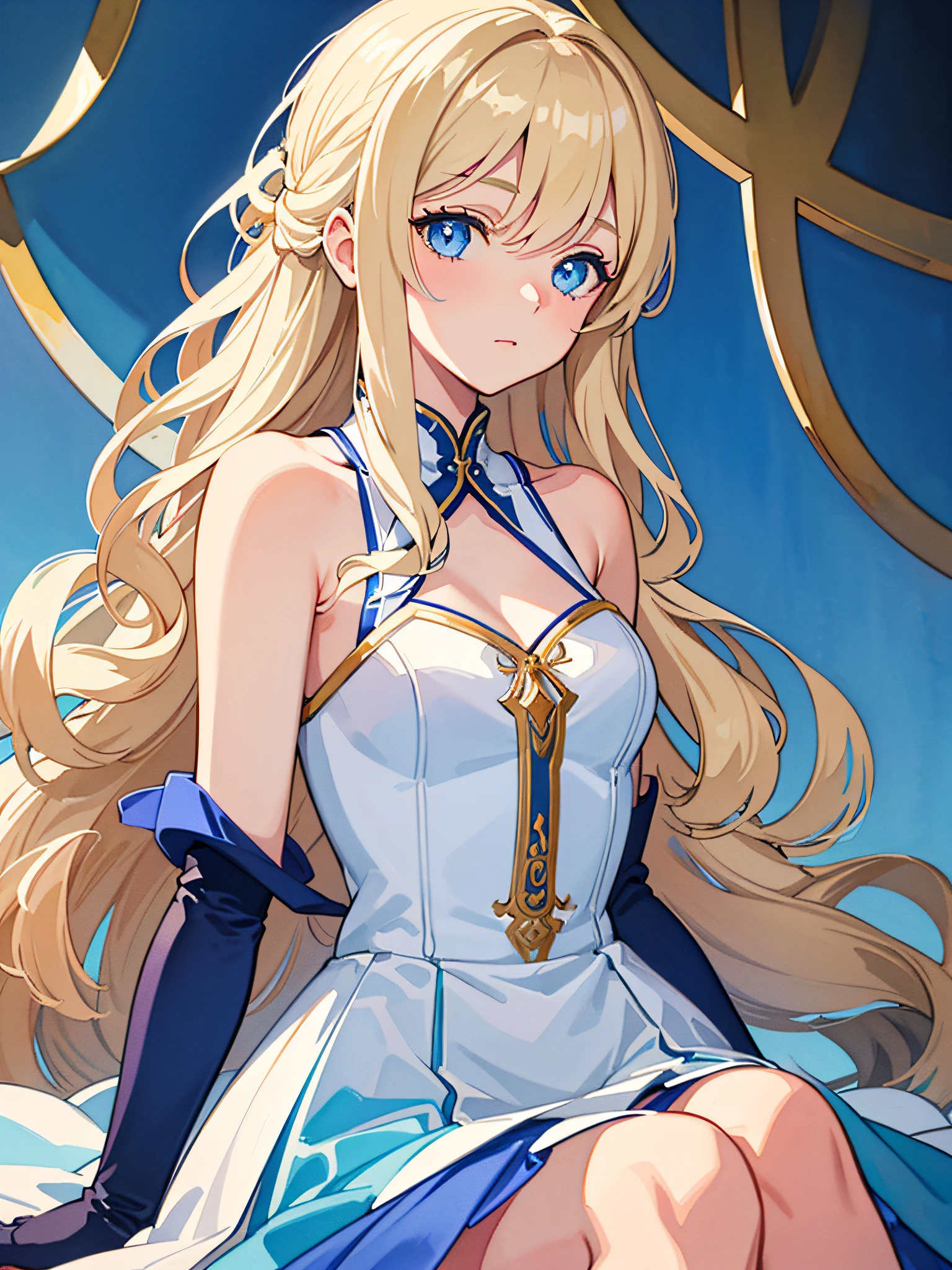 (Masterpiece: 1.2, top quality), (Beautiful eyes in detail: 1.2), (1 girl)), ((Solo)), Blonde girl, light blue eyes with long eyelashes, with some loose wavy hair covering his face, (Detailed face with fine eyes: 1.3), (Beautiful and crisp background: 1.2), (Highly detailed CG, super detail, best shadows: 1.1), (depth of field)), ((Watercolor)), ( Human 1.5), (Idol Uniform:1.3),, Bare Shoulder, Beautiful Concept Illustration, (White Background:0.5), (Illustration:1.1), (Very Detailed and Beautiful:1.1), (Perfect Detail:1.1), From the Side, Cowboy Shot,