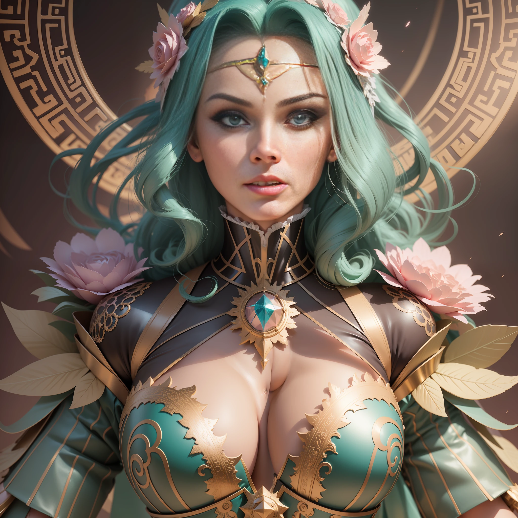 3d rendering hand cut paper of latina dominatrix in rococo pastel tones, mike campau, dmitry spiros, smooth and dynamic lines, classical balance, kinuko y style. Craftsmanship, colorful complexity