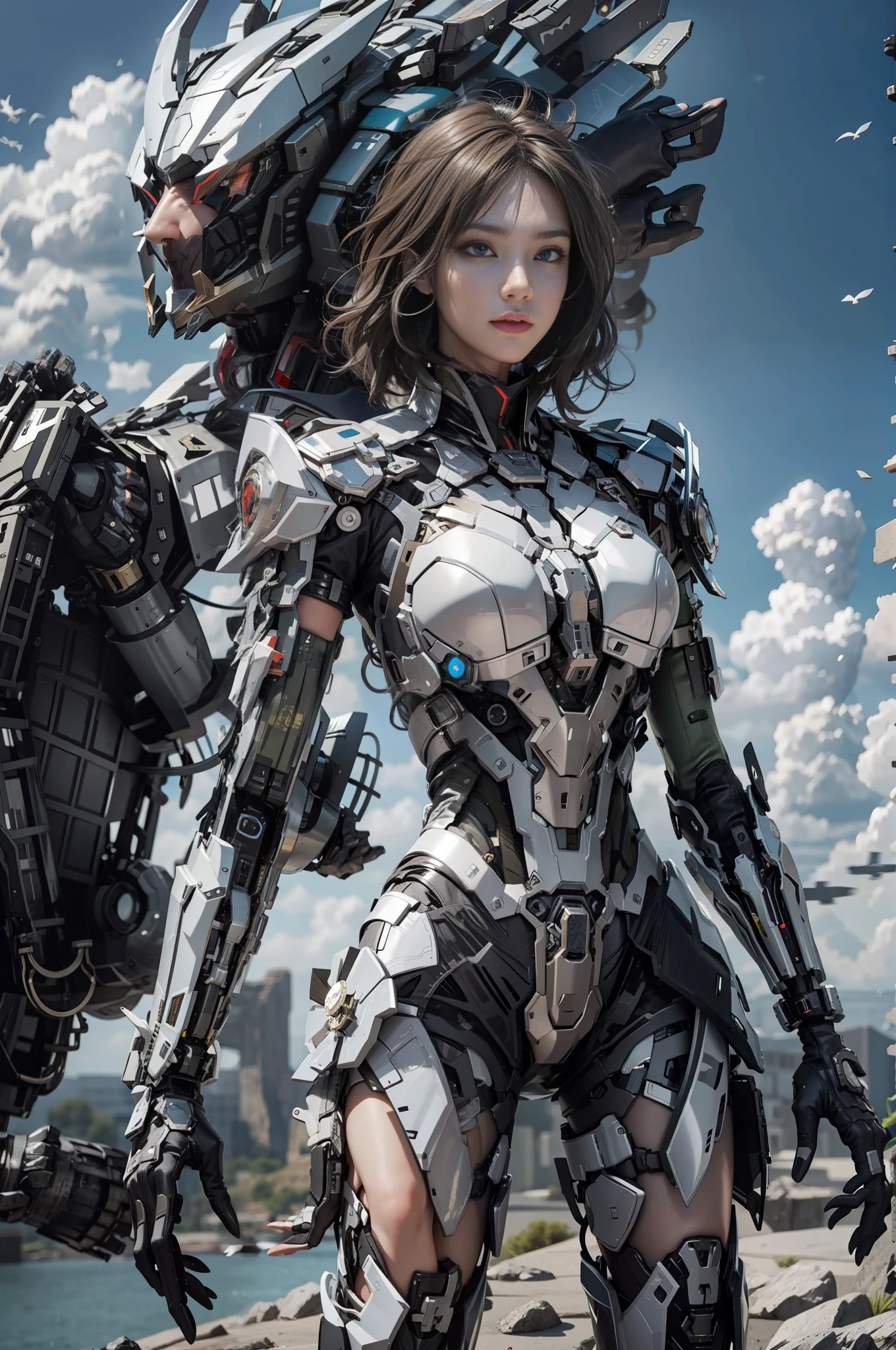 Black mecha glove, precise finger, right finger, beautiful finger, five fingers