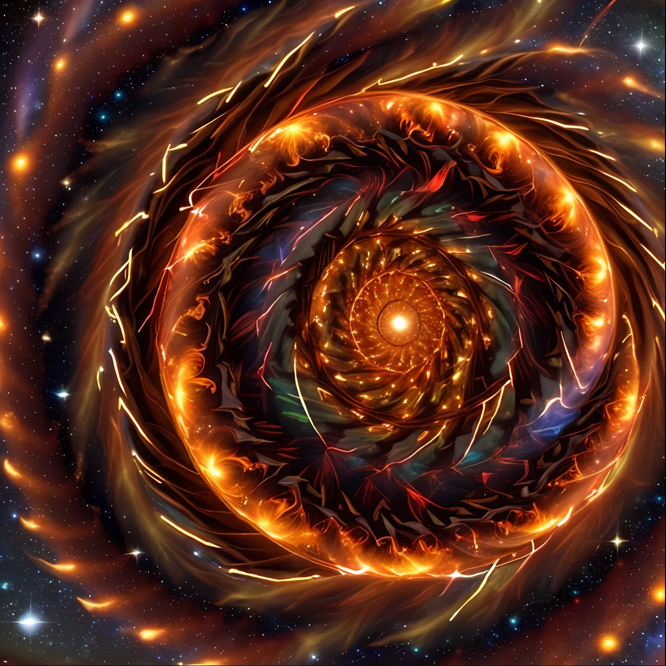Energy vortex, brilliant, brilliant, positive energy absorption, advanced energy, gorgeous spiral, sun, starry sky, universe