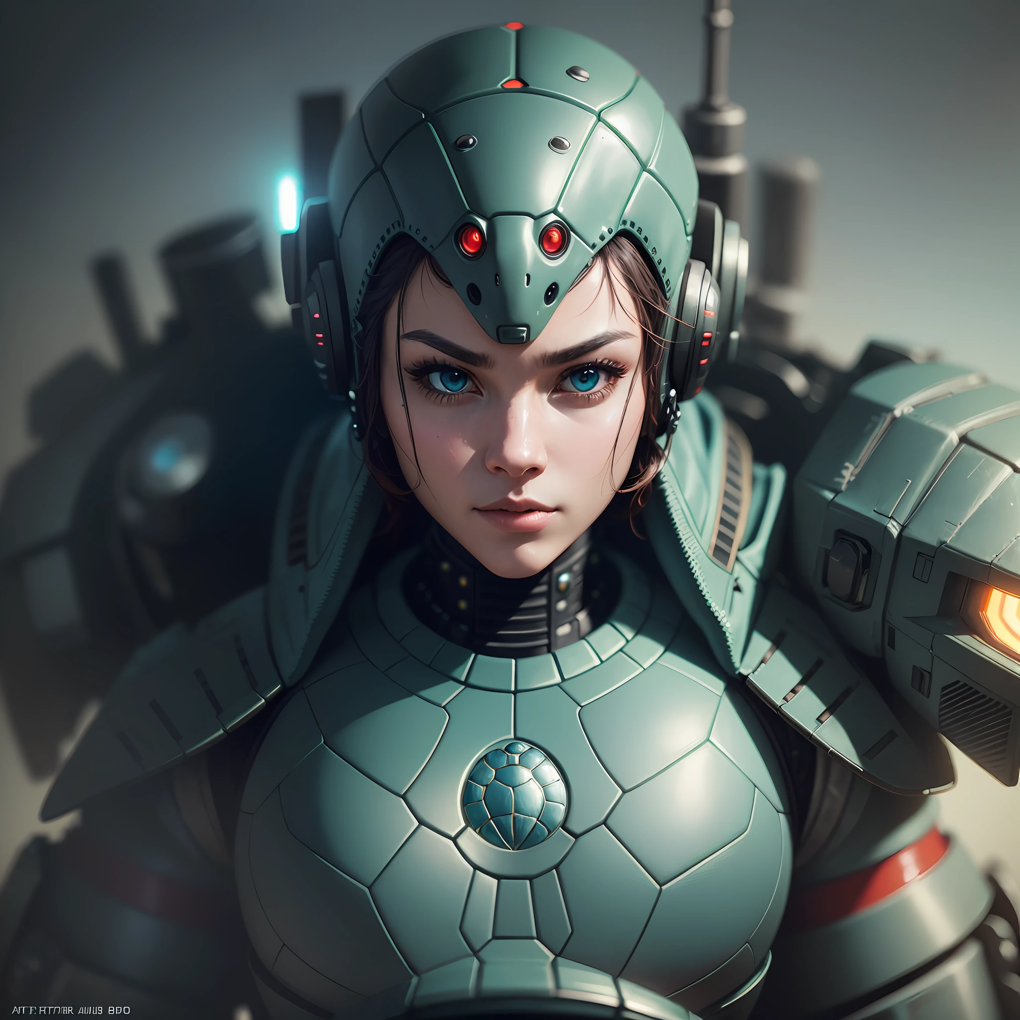 Cute turtle as a doomsday killer, realistic sci-fi cyberpunk power armored robot, close-up portrait movie, 8k, hdr, ((intricate detail, super detailed)), (backlight: 1.3), (movie: 1.3), (ArtStation: 1.3), --auto --s2