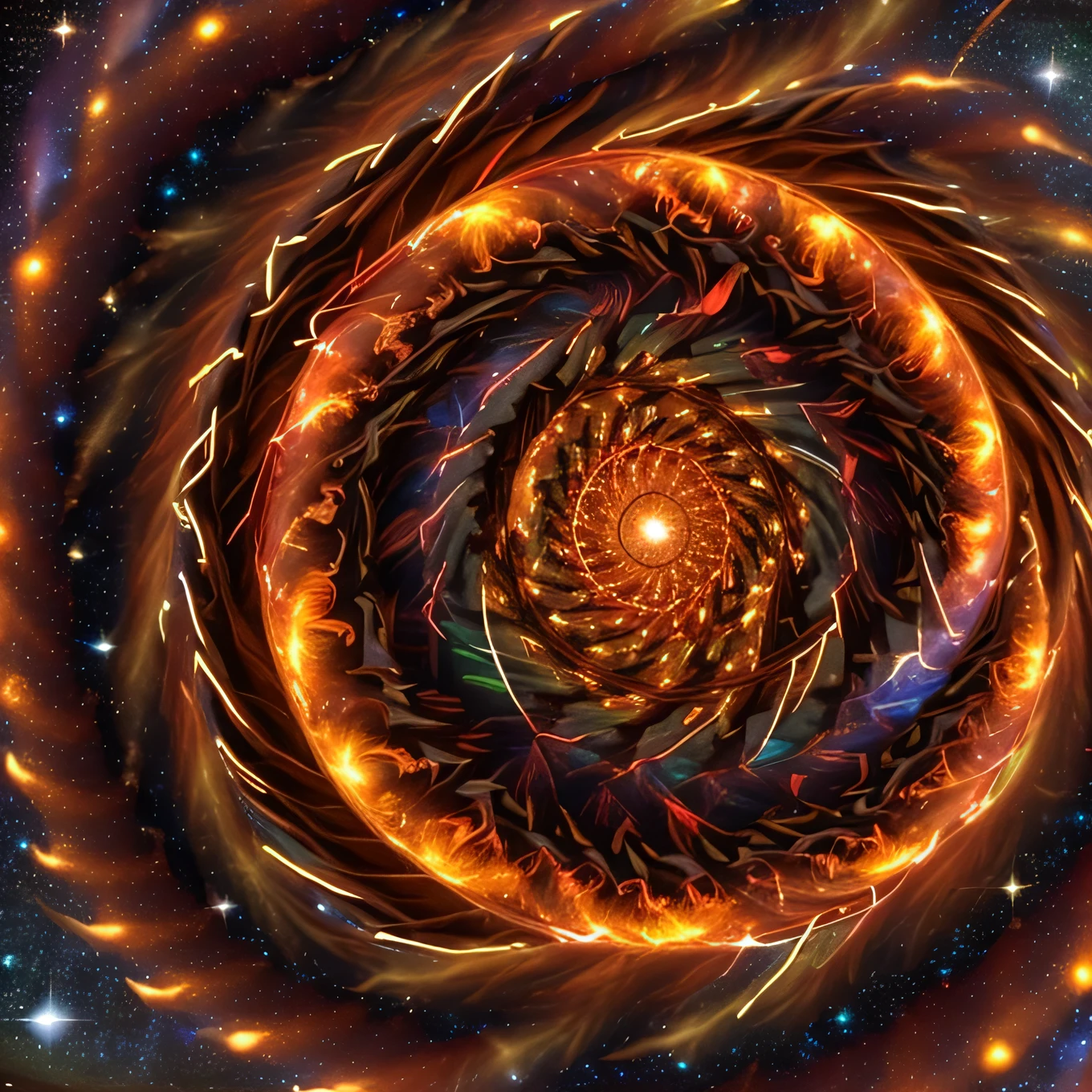 Energy vortex, brilliant, brilliant, positive energy absorption, advanced energy, gorgeous spiral, sun, starry sky, universe