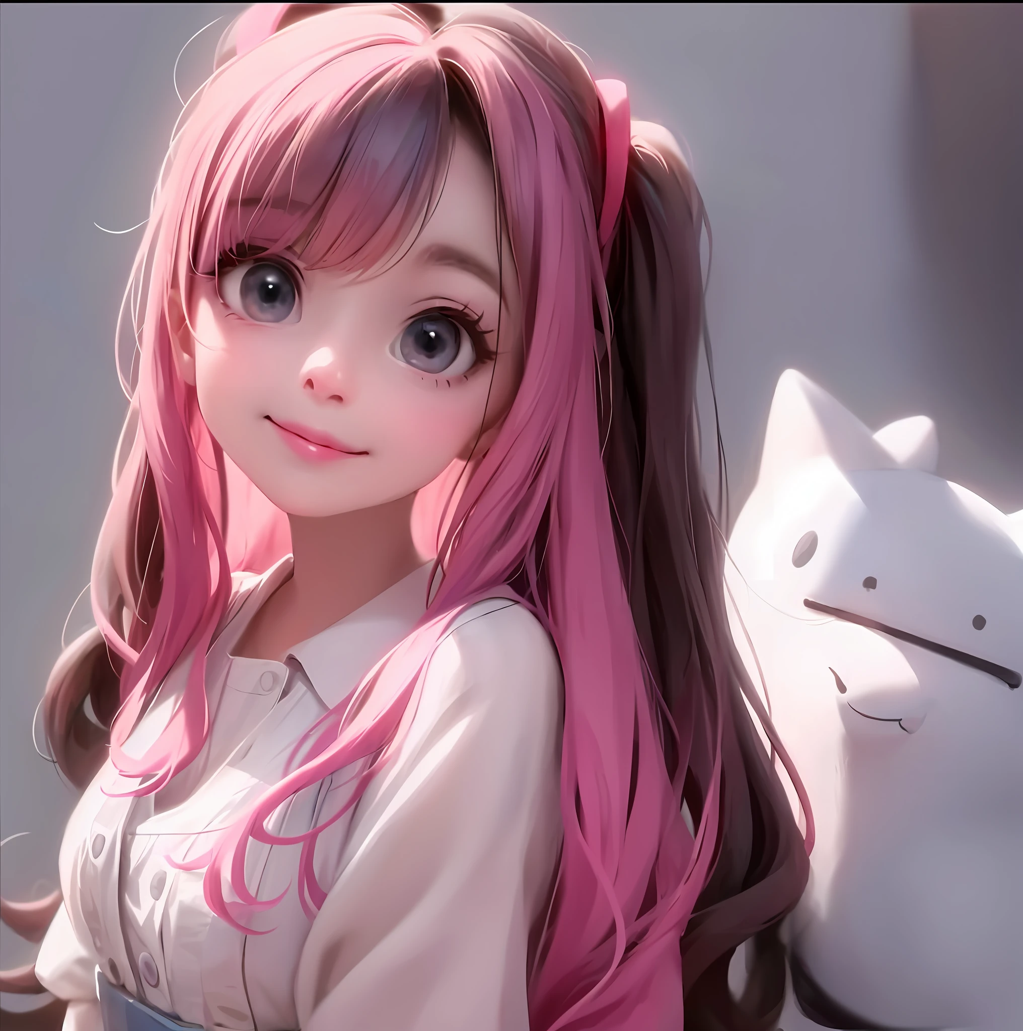 Close up of a girl in dress wearing tie pink with pink double tail hair and blue eyes, cute digital painting, cute digital art, realistic cute girl painting, cute detailed digital art, cute cartoon characters, beautiful character painting, cute characters, cute anime girl, cute cartoon, kawaii realistic portrait, digital cartoon painting art, cartoon cute, cute portrait, render a cute 3D anime girl, kawaii realistic portrait, anime moe art style, saori, Mikudayo, Shikamimi, My Dress Up Dear Anime, Nyaruko-san, Inspired Gacha Club Game, Shirabii, Anime Girl named Lucy, drawn in an anime artist studio