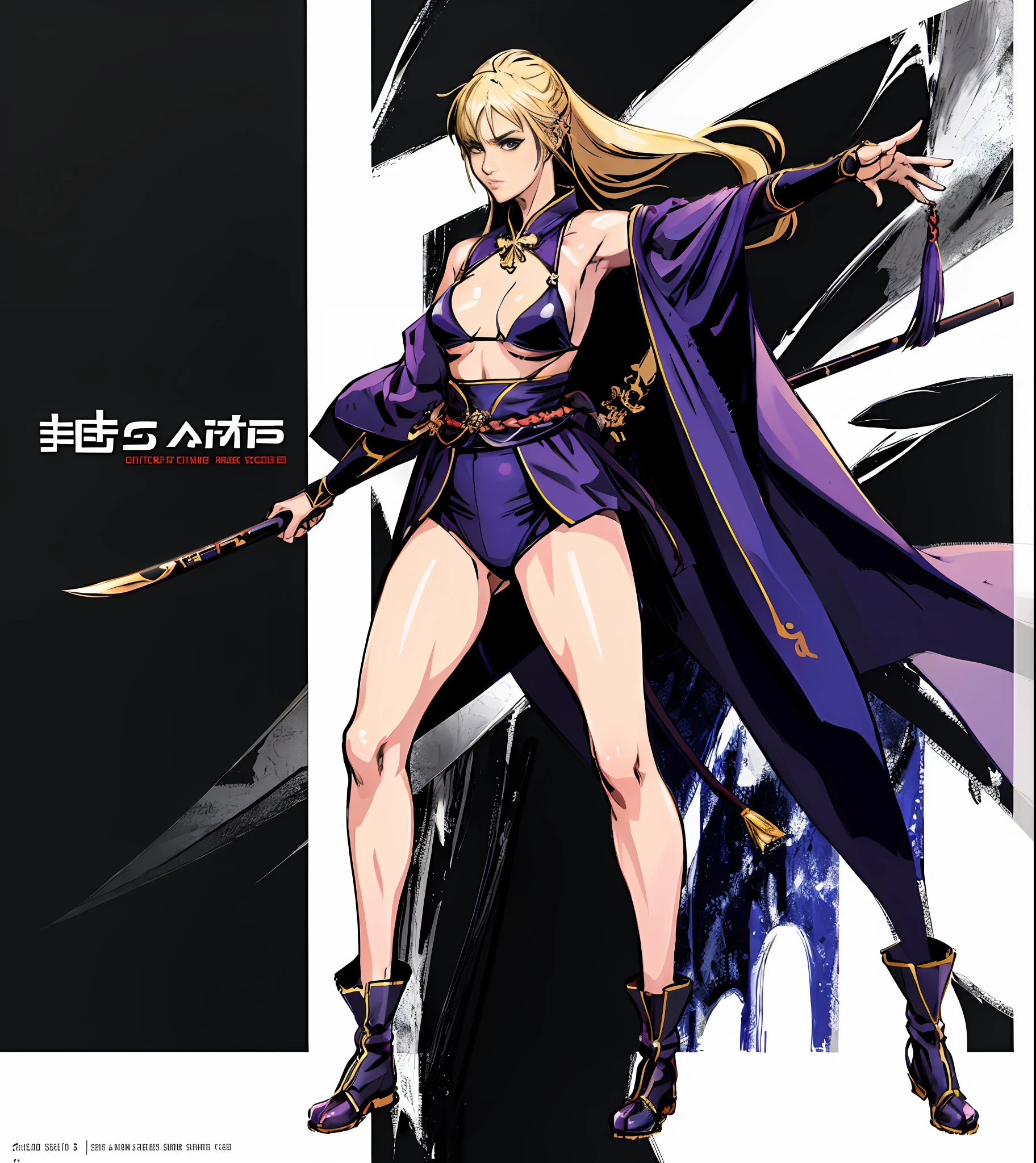 Masterpiece, 4k anime, anime painting of a female warrior in hanfu and robes, plump, slender and well-proportioned perfect body, realistic hanfu, wearing boots, combat posture study, full body, dress: bikini and hanfu, female image, martial arts anime style, color sketch, sketch art style, anime art, digital anime, super high resolution, realistic proportions SFW, hands on her body pose! , full body combat pose, gesture drawing, fine sketching, full body portrait, anime painting