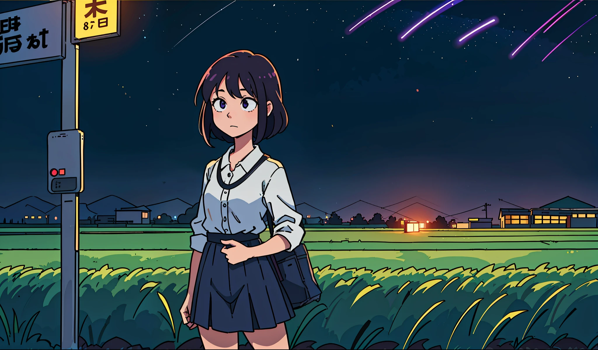 Girl in her 20s, vending machine, rice field, ((((night))), 80s,
(Best Quality: 0.8), (Best Quality: 0.8), Perfect Anime Illustration, Dark Unclear Face, Glowing Eyes