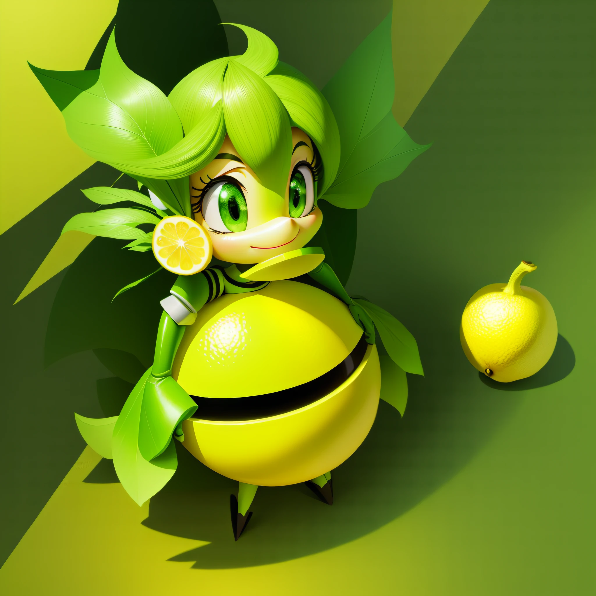 Cartoon green lemon