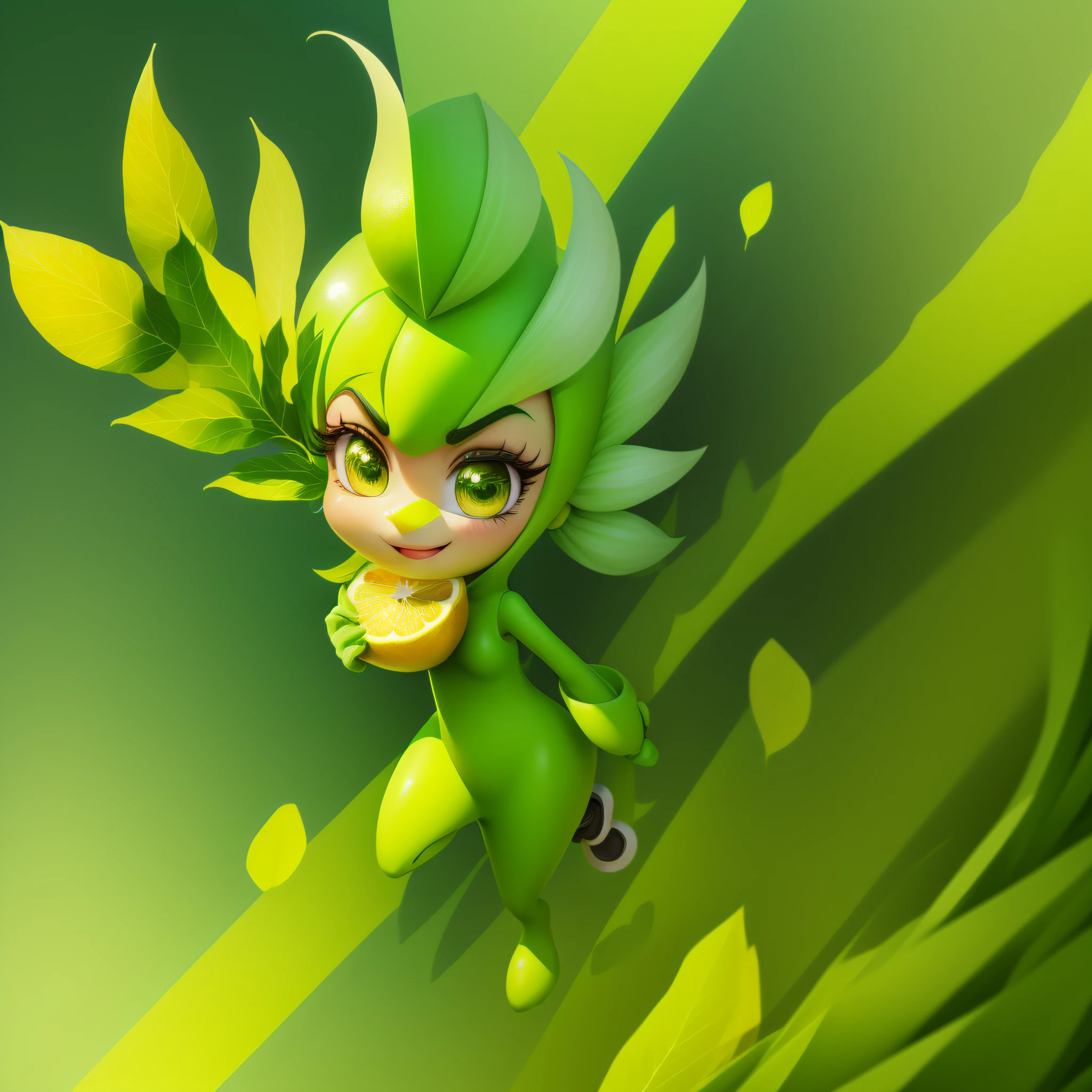 Cartoon green lemon