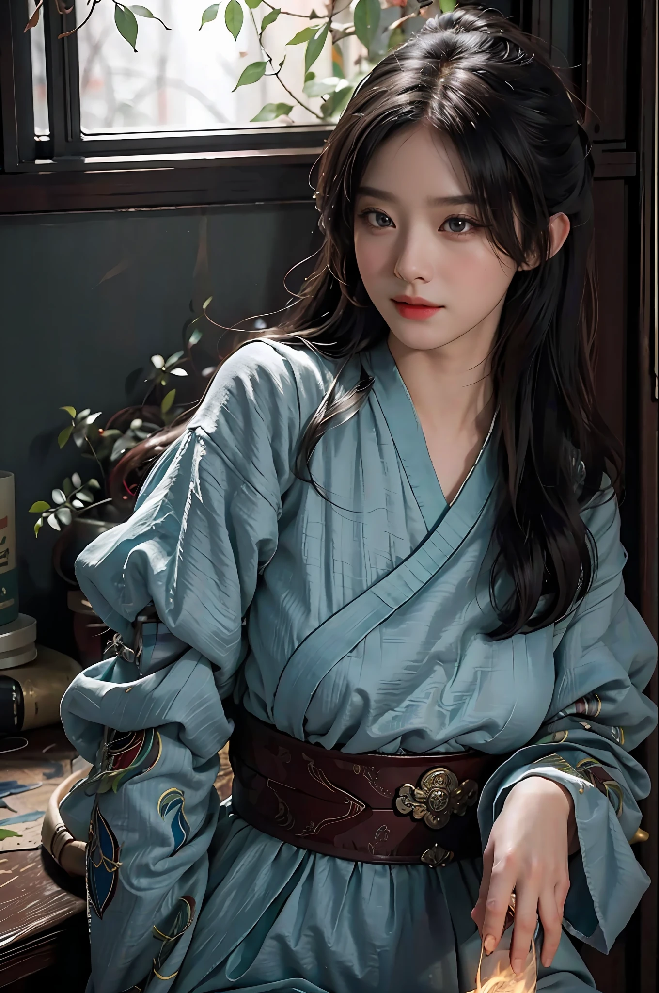 (RAW photo, best quality), (realistic, photo-realistic:1.3), best quality, highly detailed, masterpiece, ultra-detailed, illustration, 1girl, upper_body, dynamic angle, world mastery theater, messy_long_hair,best quality, extremely detailed CG unity 8k壁纸，，惊人，电影灯光，lens_flare，dunhuang_style