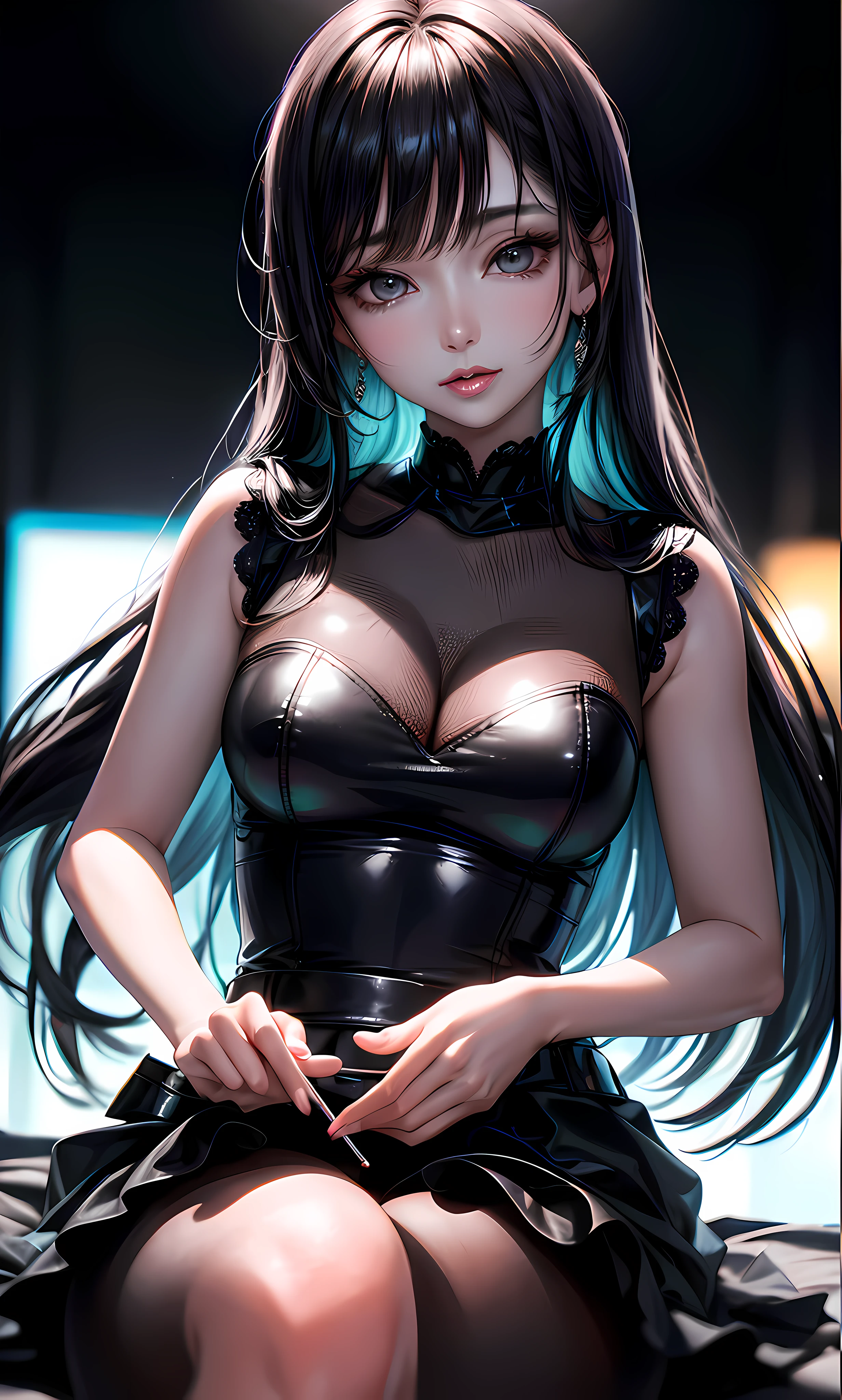 (8k, RAW photo, photorealistic: 1.25), (lip gloss, eyelashes, shiny face, shiny skin, best quality, ultra-high resolution, depth of field, chromatic aberration, caustics, wide range of lighting, Natural shading, Kpop idol) looking at the viewer with a calm and goddess-like happiness,