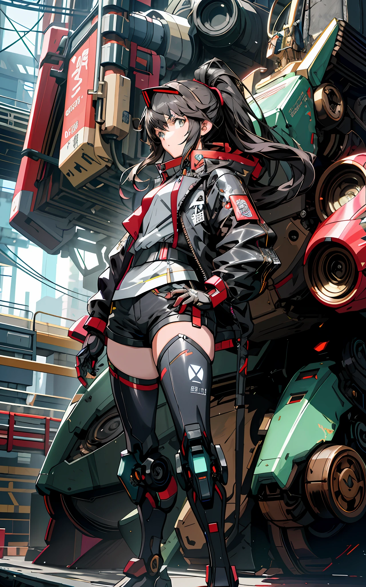 anime girl in a futuristic outfit standing next to a giant robot, cyberpunk anime girl mech, girl in mecha cyber armor, mechanized soldier girl, mechanized valkyrie girl, digital cyberpunk anime art, best anime 4k konachan wallpaper, cyberpunk anime girl, female cyberpunk anime girl, anime cyberpunk art, cyberpunk anime art, female mecha, mecha asthetic