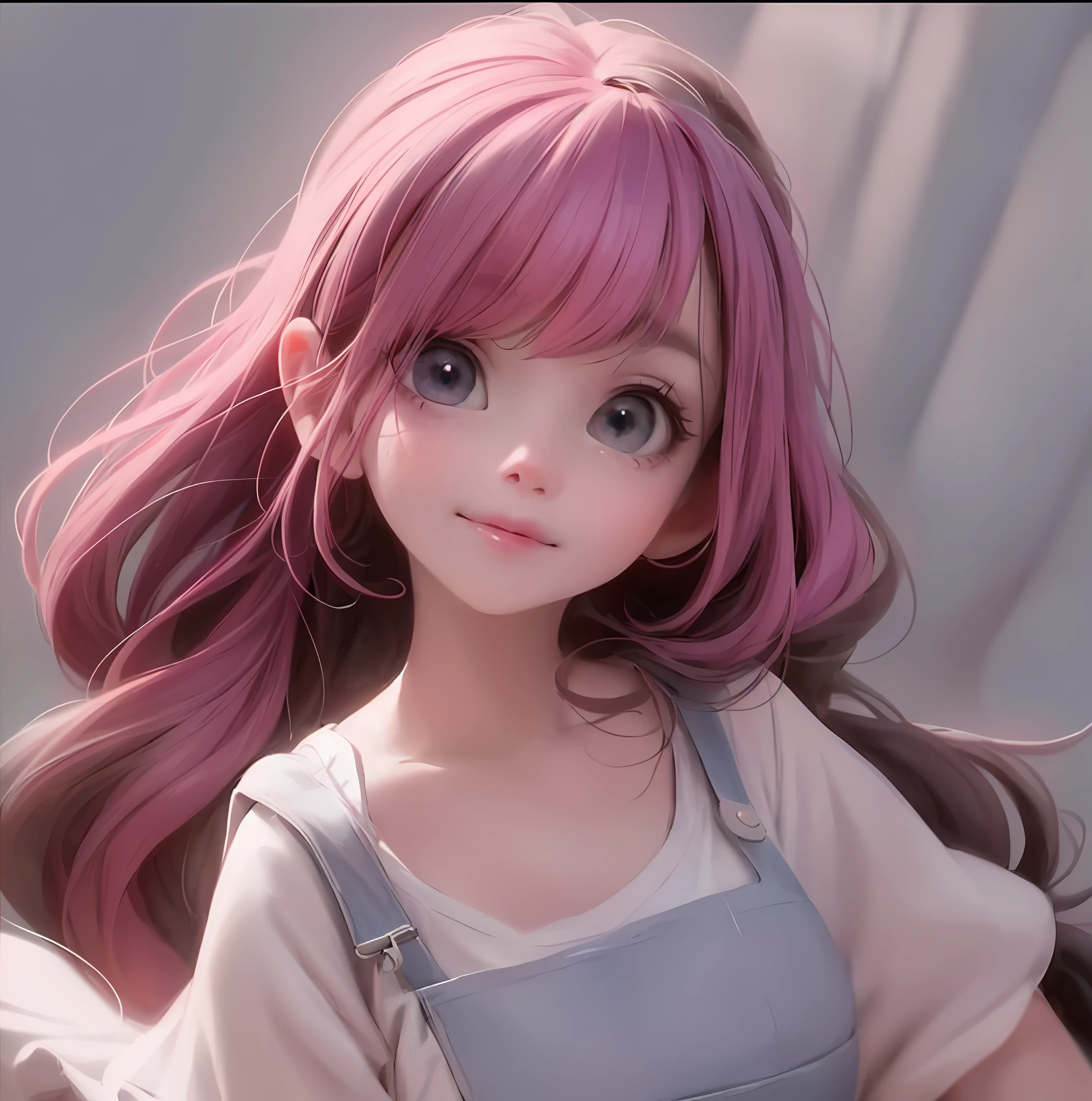 Close up of a girl with pink hair and blue eyes in dress, cute digital painting, cute digital art, realistic cute girl drawing, cute detailed digital art, cute cartoon characters, beautiful character painting, cute character, cute anime girl, cute cartoon, kawaii realistic portrait, digital cartoon drawing art, cartoon cute, cute portrait, render a cute 3D anime girl