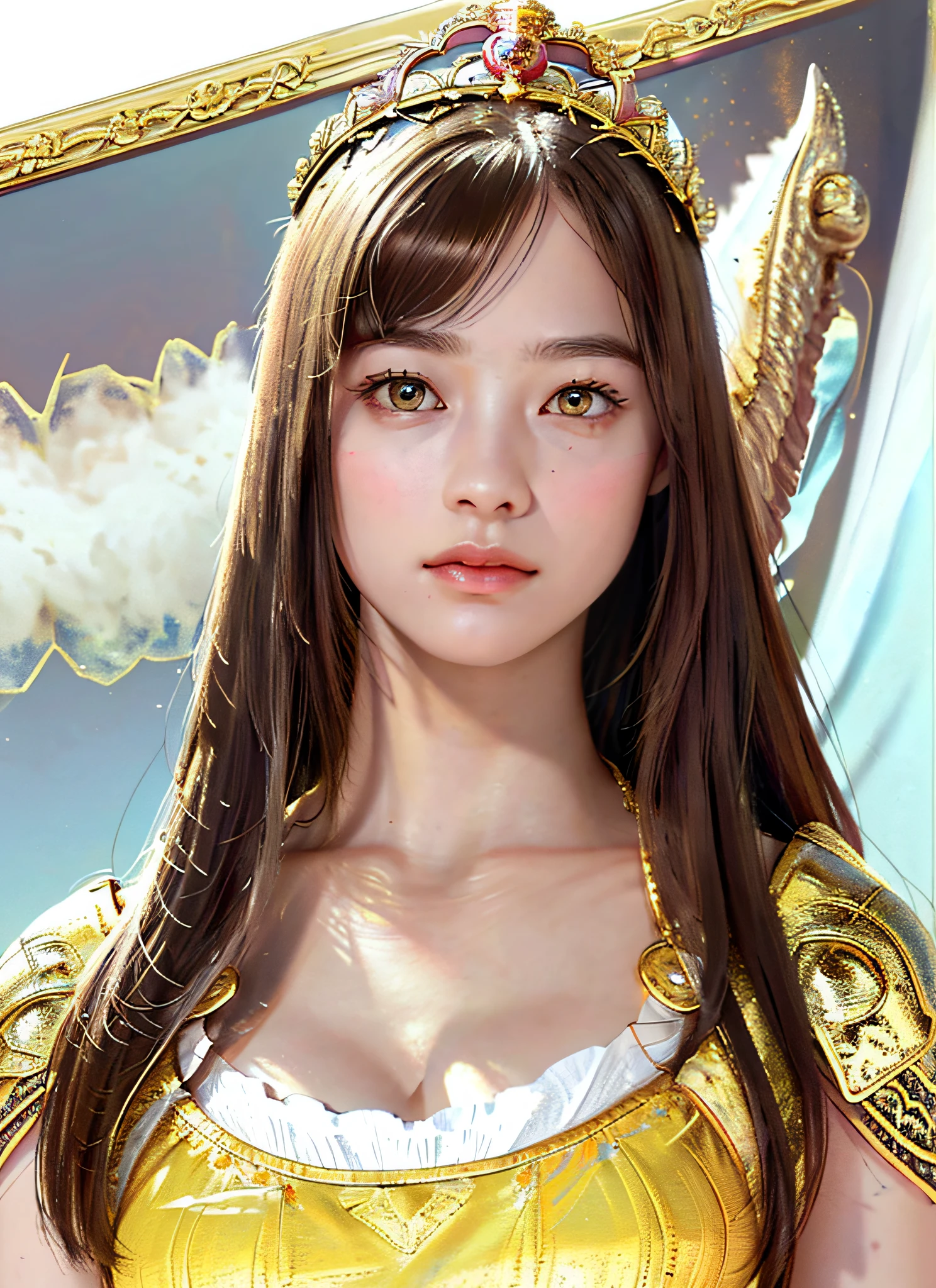 Ultra detailed complex 3D rendering of the face, (Colossal: 6.8), full body image, red bra, long hair, viewer show, wearing intricate super armor in red, (shiny skin),((Realistic lighting, top quality, 8K, masterpiece: 1.3)), Clear Focus: 1.2, 1 girl, Perfect figure: 1.4, , (cleavage), intricate details, Ultra detailed complex 3d rendering of beautiful porcelain profile face, lightning effect, jeweled ultra detailed big crown: 1.2), big,, sexy swimsuit, (surreal), , (high resolution), (8K), (very detailed), (beautiful detailed eyes), (best quality), (ultra detailed), jewels with intricate details, (ultra detailed yellow armor adorned with jewels: 1.3), 1 girl, soloValhalla Valkyrie, Beauty, Facial Muscles, Gorgeous Face, Top Quality, Masterpiece, Maximum Detail, Diffused Lighting, (Brown Hair: 1.3), Valhalla Valkyrie, Beauty