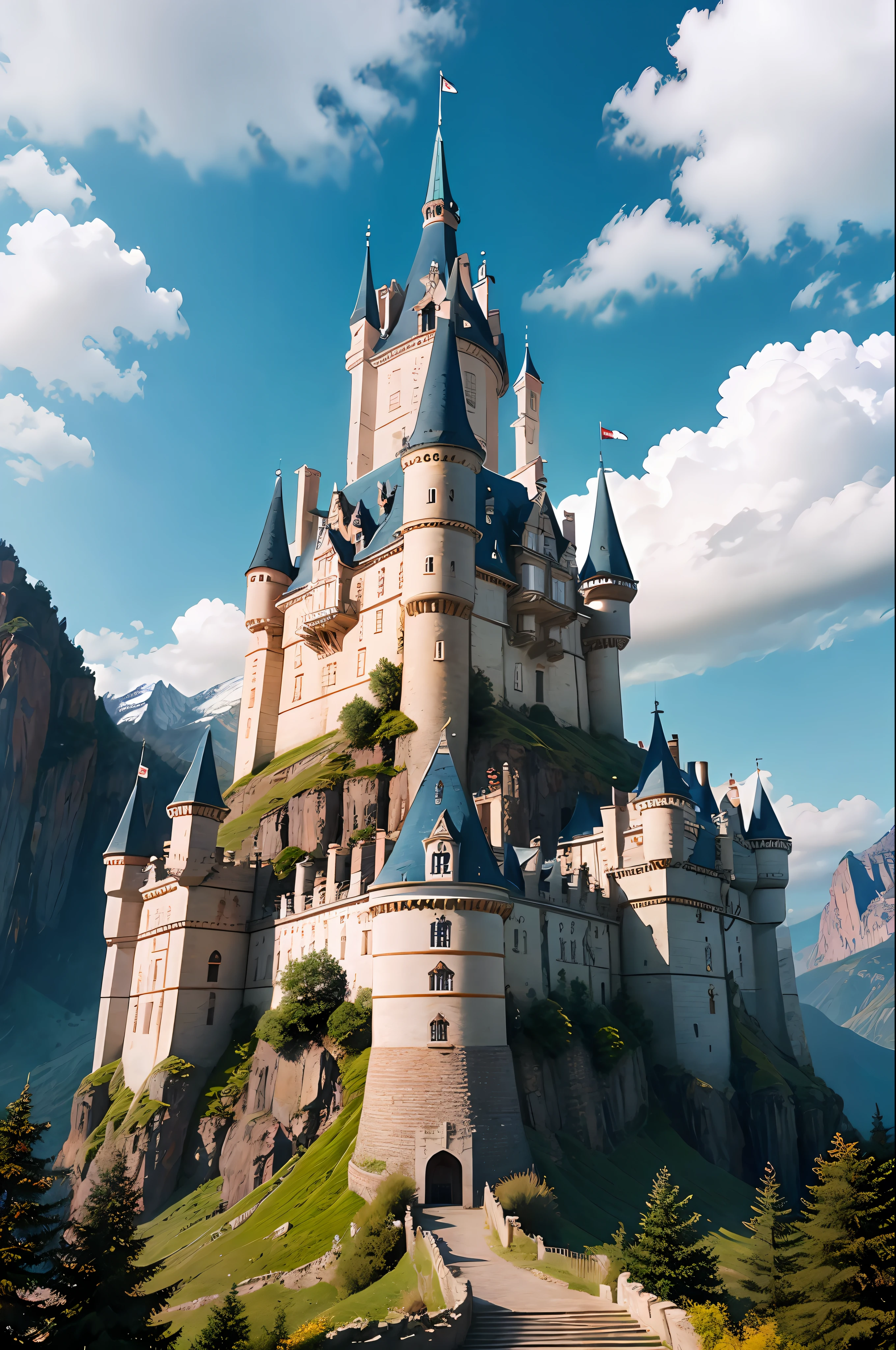a castle on top of a mountain