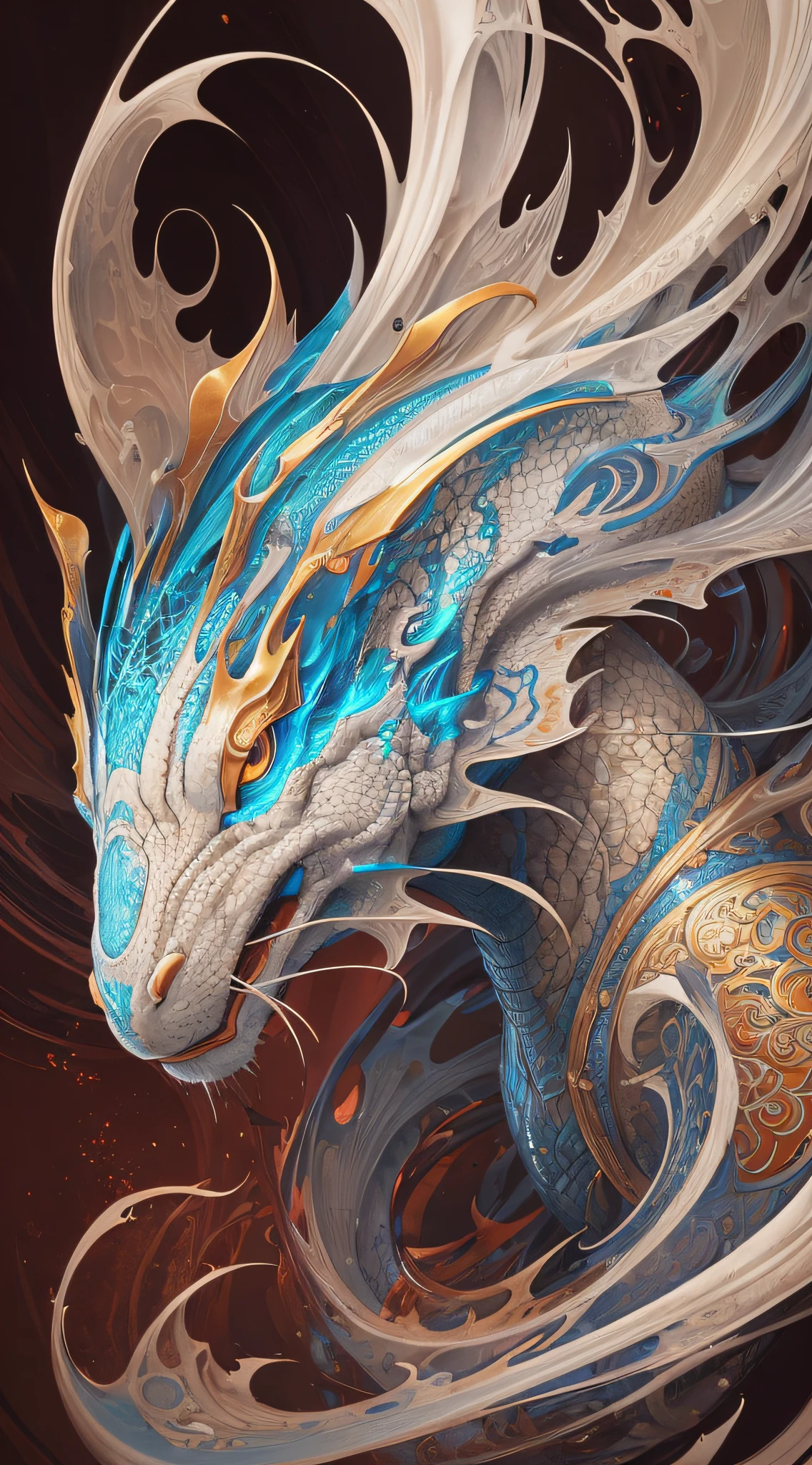 subsurface scattering, white, koi, rabbit deity with dragon armor, art nouveau swirls, vibrant colors, octane render, by jesper ejsing, james jean, justin gerard, tomasz alen kopera, cgsociety and fenghua zhong, highly detailed, rim light, art, cinematic lighting, very coherent, hyper realism, high detail, 8 k --auto --s2