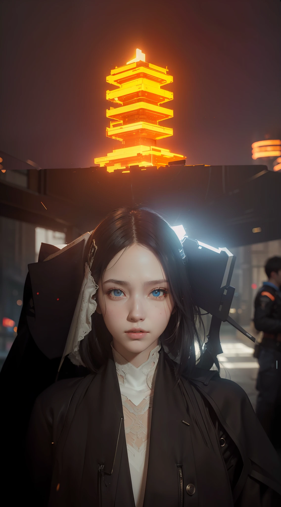 (Best Quality), ((Masterpiece), (Detail: 1.4), 3D, A Beautiful Cyberpunk Woman, HDR (High Dynamic Range), Ray Tracing, NVIDIA RTX, Super-Resolution, Unreal 5, Subsurface Scattering, PBR Textures, Post-Processing, Anisotropic Filtering, Depth of Field, Maximum Sharpness and Clarity, Multi-layer Textures, Albedo and Highlight Maps, Surface Shading, Accurate simulation of light-material interactions, perfect proportions, Octane Render, two-color light, large aperture, low ISO, white balance, rule of thirds, 8K RAW,