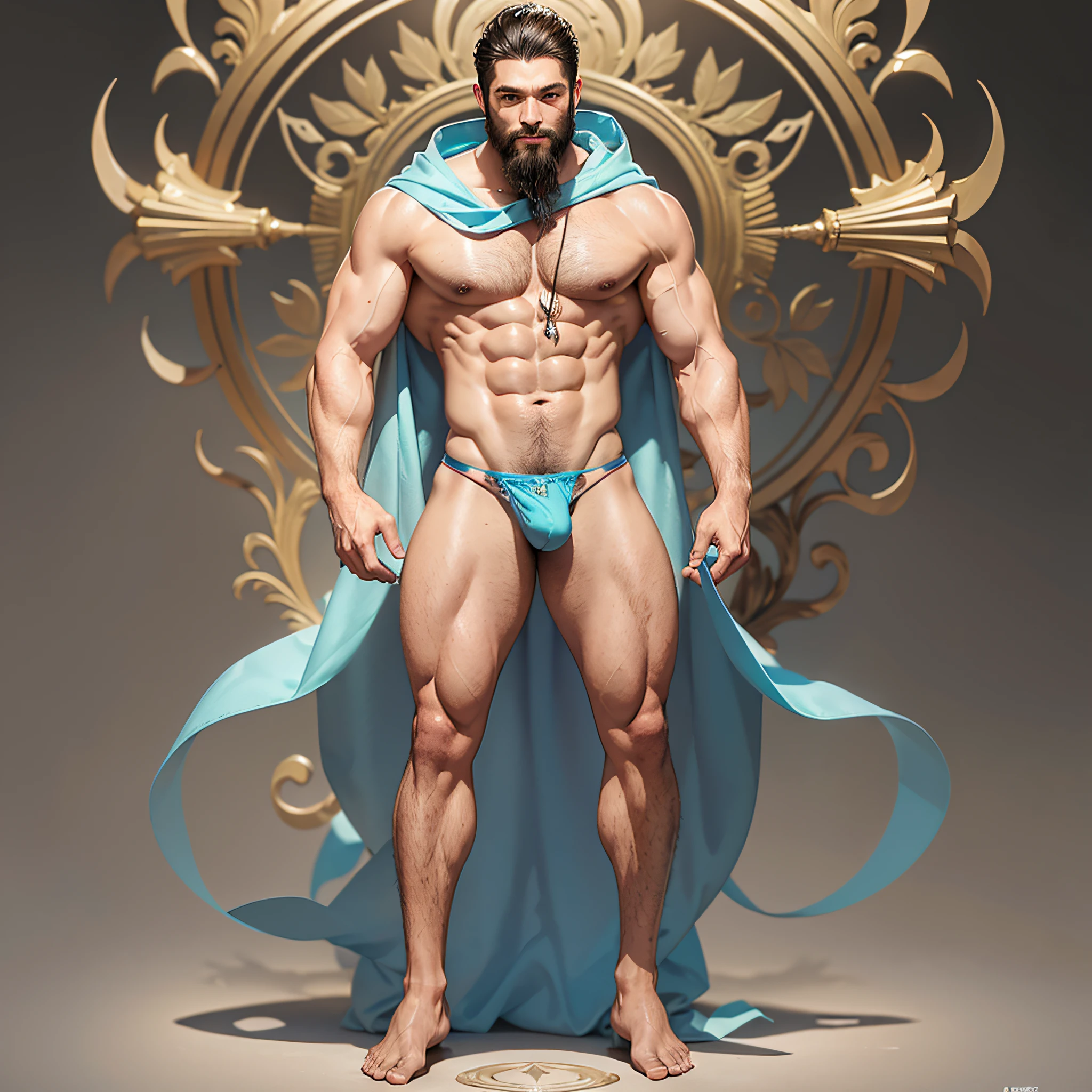 Best quality, realistic, award-winning illustrations, Full body display (intricate details: 1.2), (fine details), (intricate details), (cinematic lighting, best quality), sharp lines, sharp focus, official art, 16k, on white background, (smiling man: 1.3), a naughty young boss, a shredded hood short hair and muscular man with beard stubble, macho (short hair beard: 1.3), one inch head and a smiling look, about 32 years old, (32 years old), short inch hair, (beard stubble: 1.3), (details with shallow wrinkles on the face: 1.2), (mature male facial details: 1.2), , obvious male characteristics, flirting with the camera。 No top, bare chest, revealing perfect chest muscles and alluring, only the lower body wearing completely transparent skin-colored thongs, naked, thick, varicose veins, slightly shiny, slightly nude, seems to overflow, alluring faint overflow, extreme detail depiction, man poses for photos, sexy and provocative, all white background, poses to take pictures. Full body display (transparent skin-colored thong with vaguely revealing internal erection structure: 1.7) (Extreme sexiness and seduction: 1.5) (Full body display, panty bulge, male erection: 1.9) (Perfect facial features of Asian supermodel, : 1.5) sweaty, hot --auto --s2
