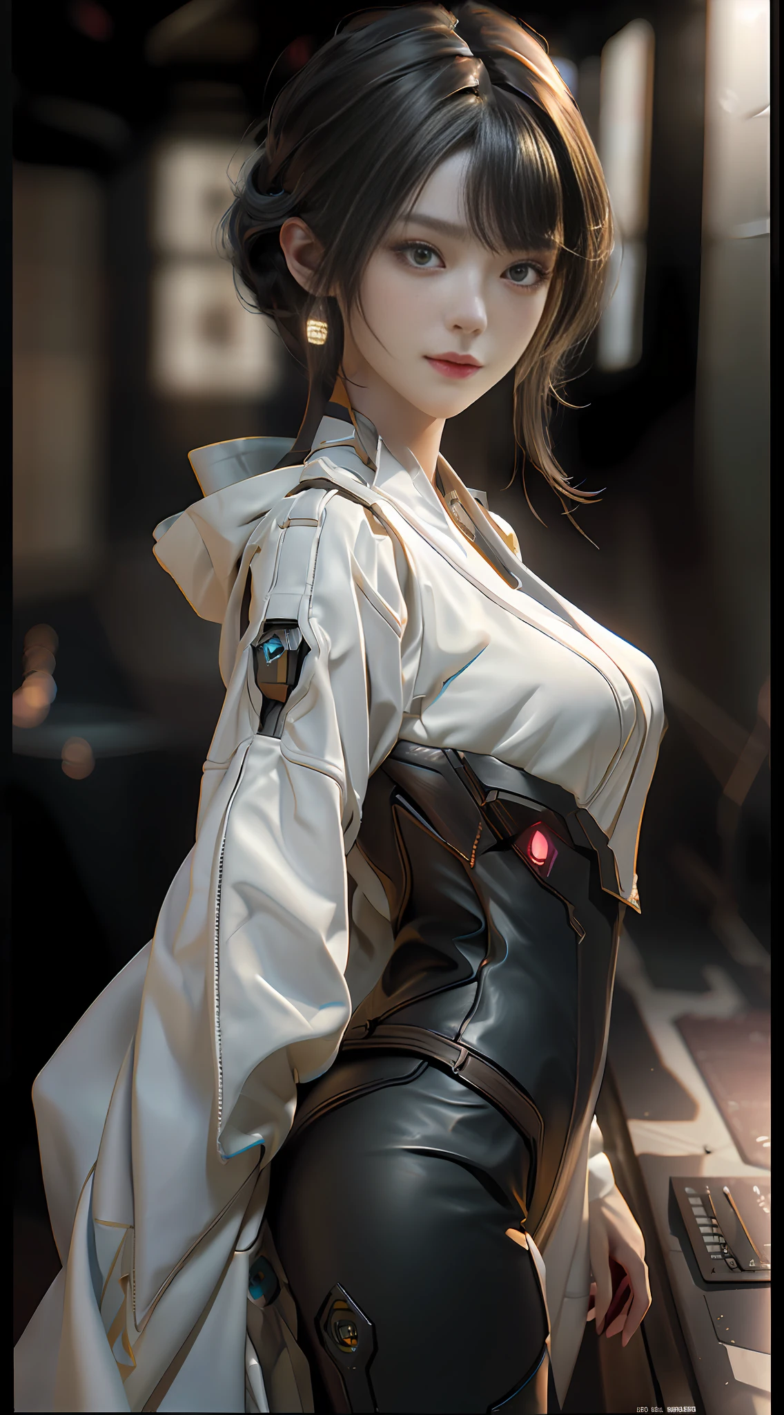 A close up of a woman in a white shirt and black pants - SeaArt AI