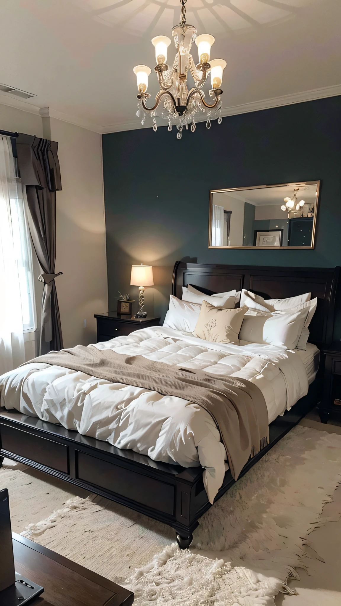 Light luxury bedroom with projection