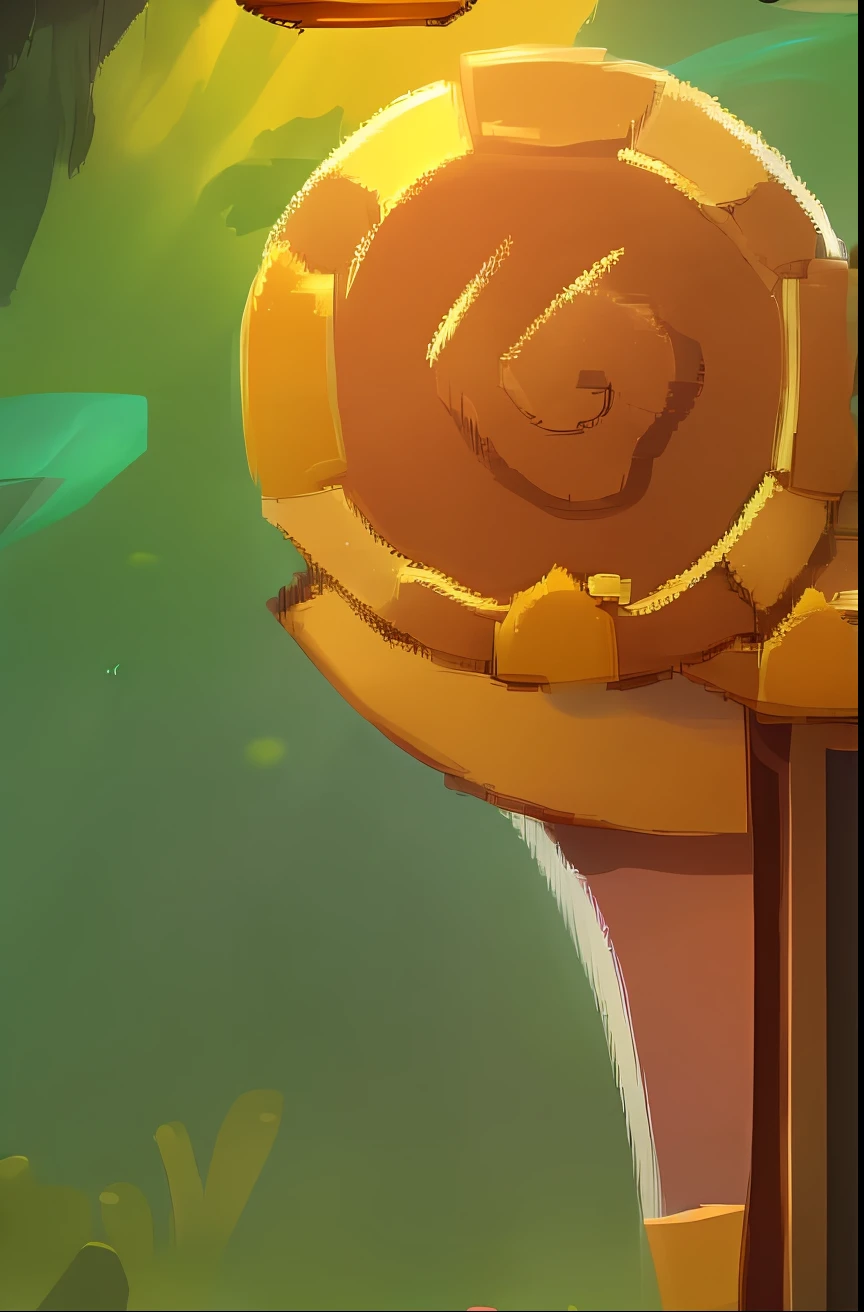 a close up of a cartoon character holding a cell phone, dofus, wakfu colors + symmetry, holding a gold! cane!, banner, splash art, stylized art, background image, ornate borders + concept art, splash screen art, holding up a large shield, stylized concept art, style of duelyst, mace and shield, holding a huge shield