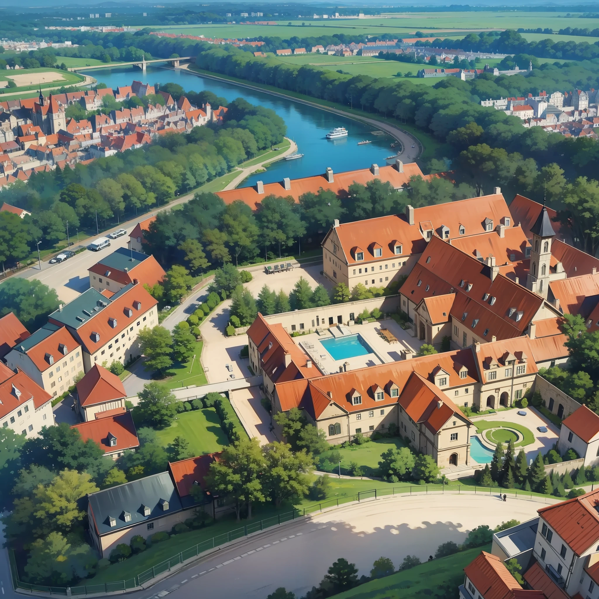 Aerial view of the complex