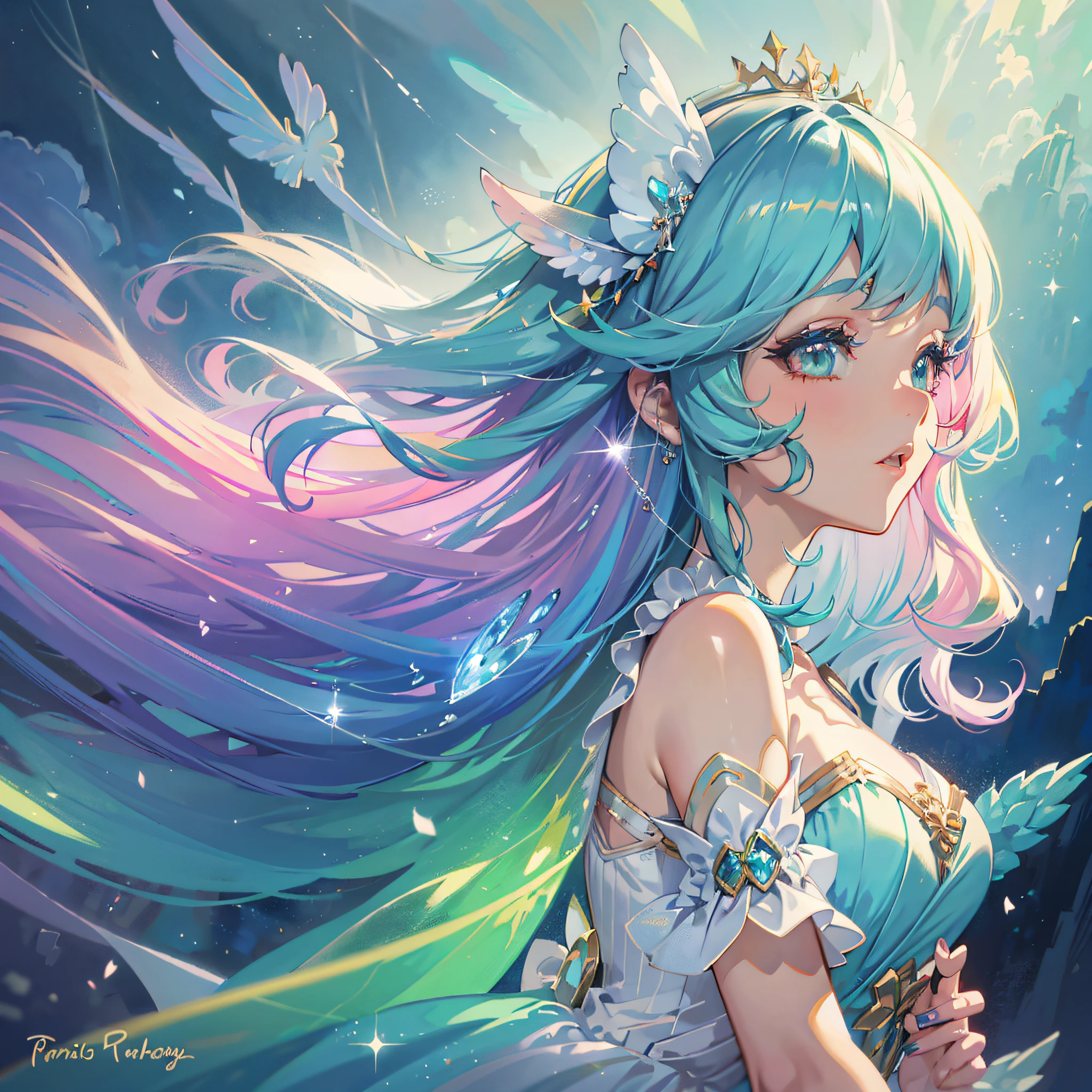 anime girl with blue hair and a crown on her head, anime fantasy illustration, trending on artstation pixiv, anime fantasy artwork, beautiful fantasy anime, detailed digital anime art, artgerm on artstation pixiv, fantasy art style, digital art on pixiv, ! dream artgerm, beautiful anime artwork, in the style of ross tran