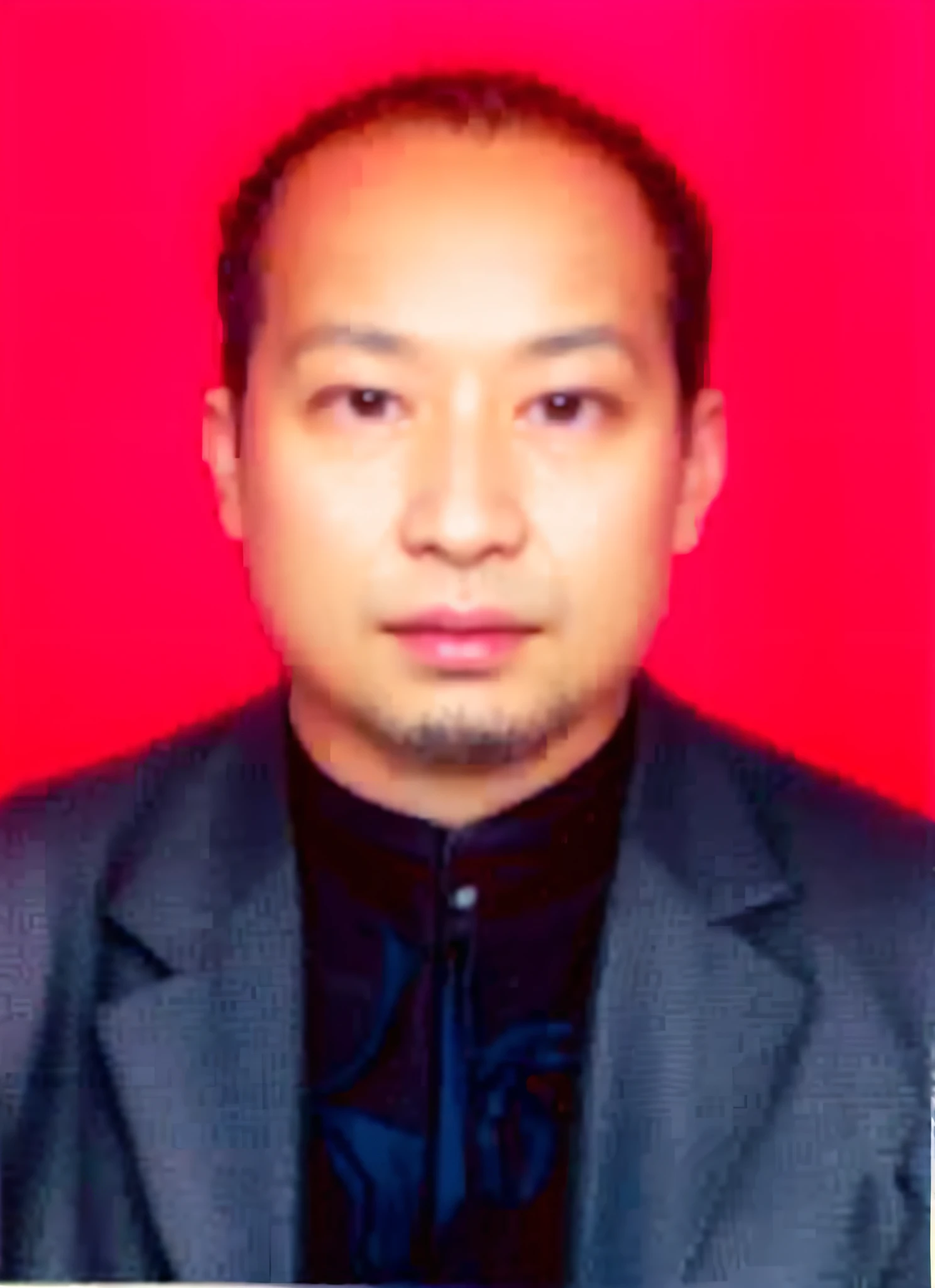 arafed photo of a man in a suit and tie against a red background, phong yintion j - jiang geping, dzung phung dinh, huifeng huang, zeng fanzh, xiang duan, leng jun, guangjian huang, yintion j - jiang geping, xiaofan zhang, donglu yu