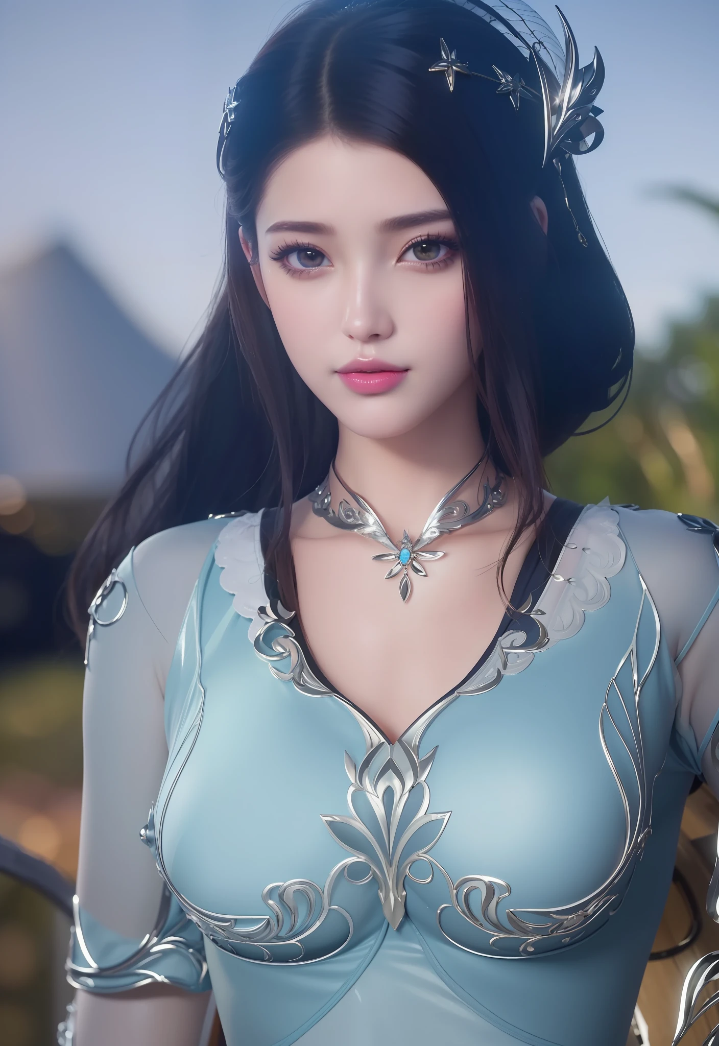 (masterpiece, best quality, extremely detailed 8k, ultra hd, ultra-detailed, highly detailed, highly realistic, ultra-realistic, photo realistic), (1girl:1.5), (detailed realistic skin), (realistic big breasts), (pink lipstick), slender abs,