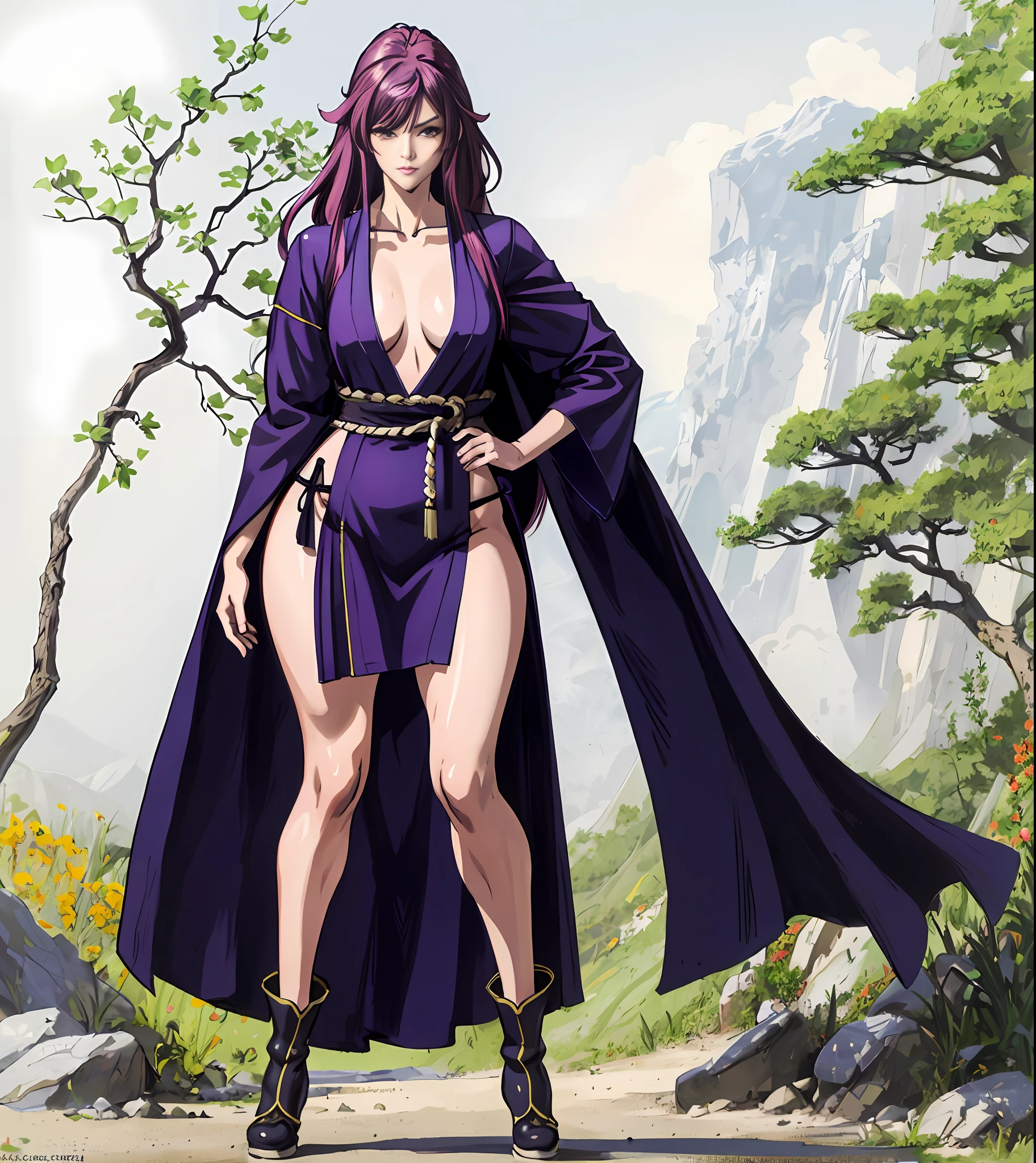 Masterpiece, 4k anime, anime painting of a female warrior in hanfu and robes, plump, slender and well-proportioned perfect body, realistic hanfu, wearing boots, combat posture study, full body, dress: bikini and hanfu, female image, martial arts anime style, color sketch, sketch art style, anime art, digital anime, super high resolution, realistic proportions SFW, hands on her body pose! , full body combat pose, gesture drawing, fine sketching, full body portrait, anime painting