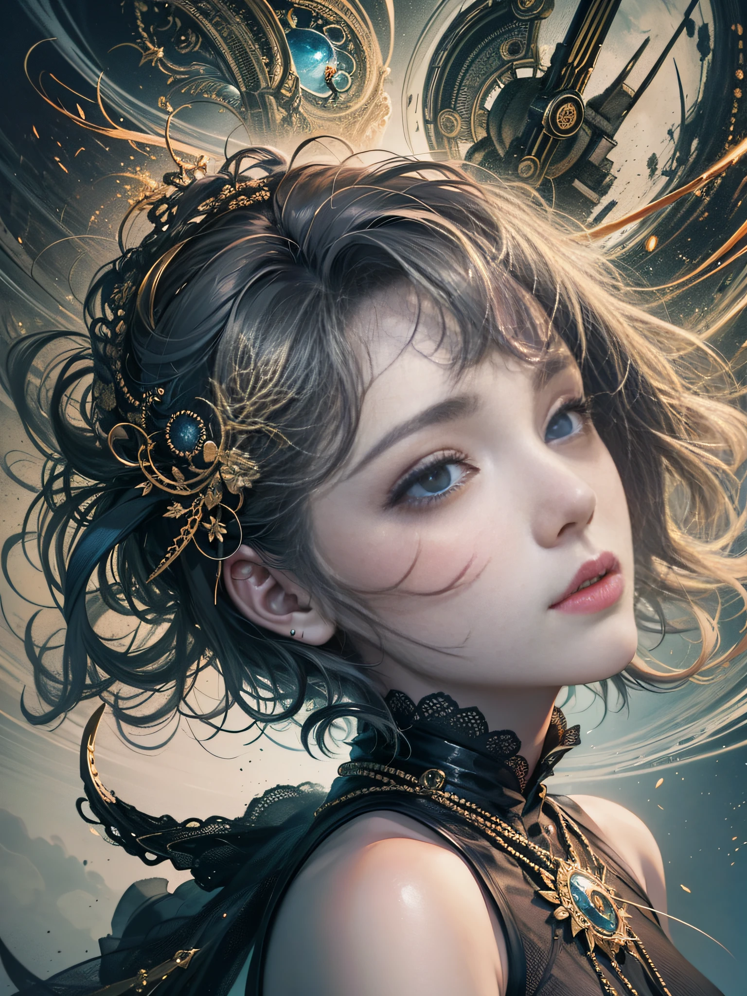 Official Art, Unified 8k Wallpapers, Ultra Detailed, Beautiful and Aesthetic, Masterpiece, Best Quality, (Zentangle, Mandala, Tangle, Entangle), (Bloody), (Violent), (Decapitated), (Head Cut Off), (Fractal Art: 1.3), 1girl, Very Detailed, Dynamic Angle, Cowboyshot, Most Beautiful Forms Chaotic, Elegant, Fauvist Design, Bright Colors, Romanticism, James Jean, Robbie Devi Antono, Ross Tran, Francis Bacon, Michal Mlaz, Adrian Ganey, Petra Kotwright, Gerhard Richter, Takashi Yamamoto, Ashley Wood, atmospheric, ecstatic notes, flow notes visible