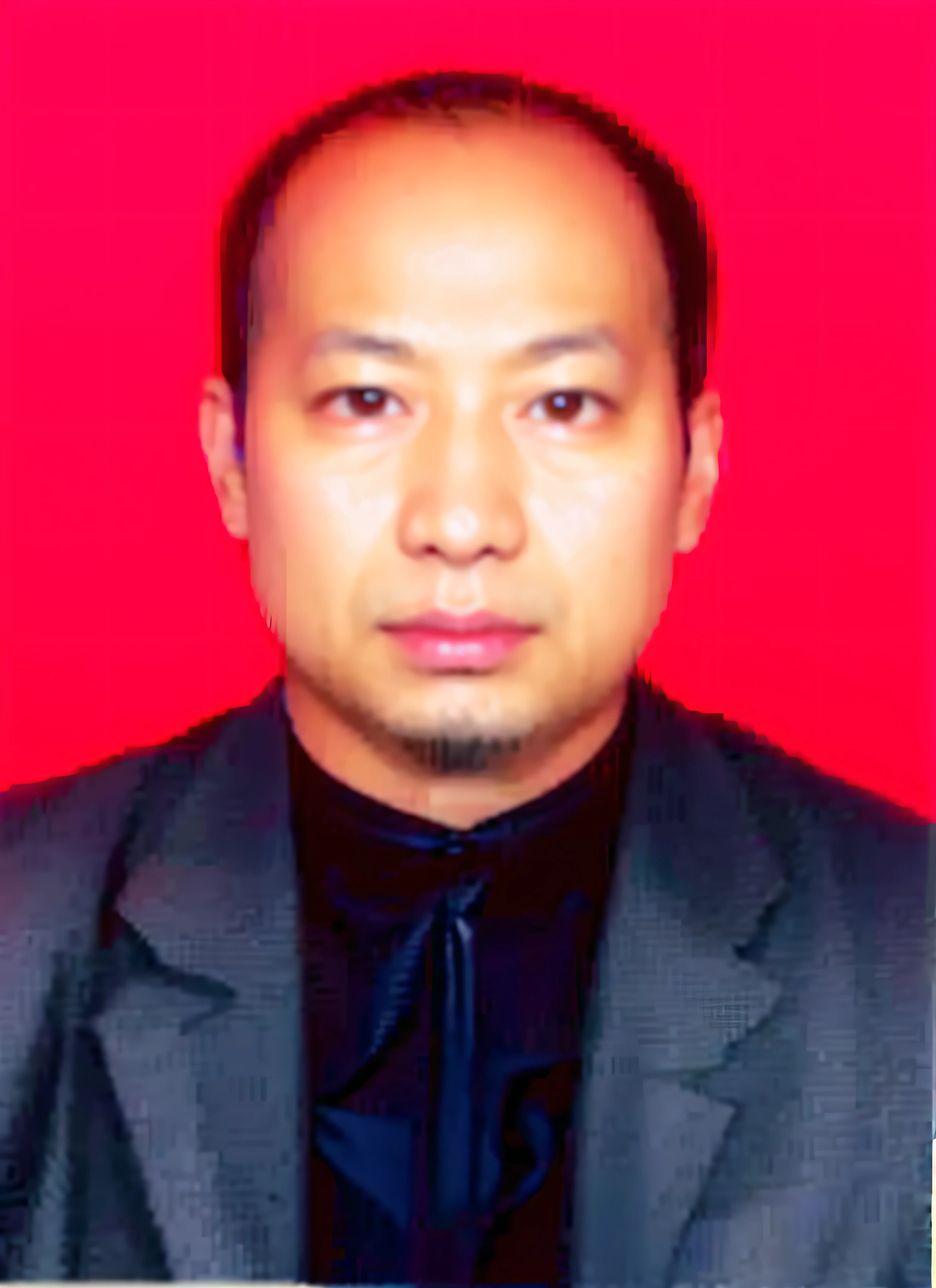 arafed photo of a man in a suit and tie against a red background, phong yintion j - jiang geping, dzung phung dinh, huifeng huang, zeng fanzh, xiang duan, leng jun, guangjian huang, yintion j - jiang geping, xiaofan zhang, donglu yu