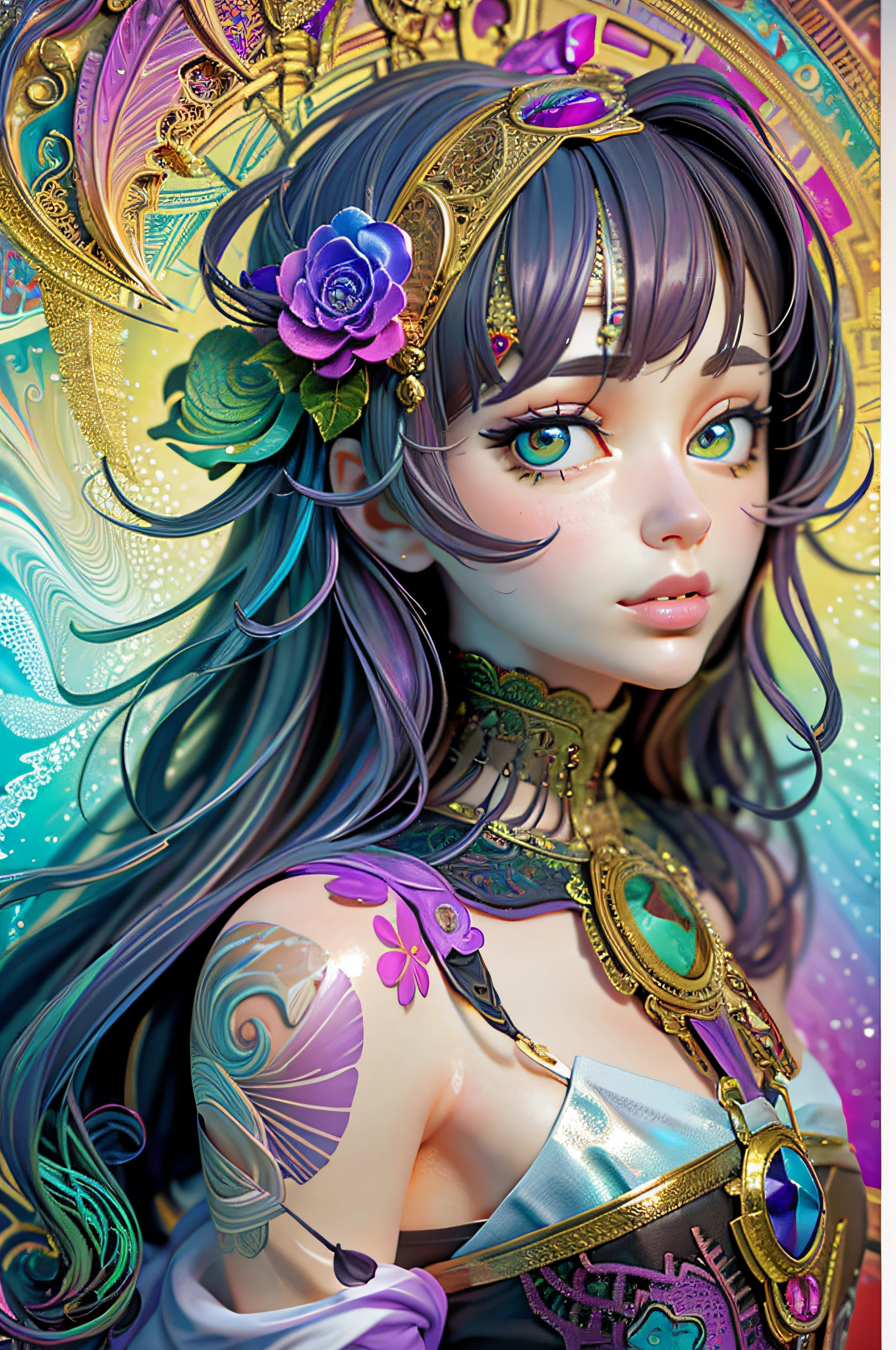 (masterpiece, top quality, best quality, official art, beautiful and aesthetic:1.2), (1girl:1.3), extreme detailed,(fractal art:1.3),colorful,highest detailed