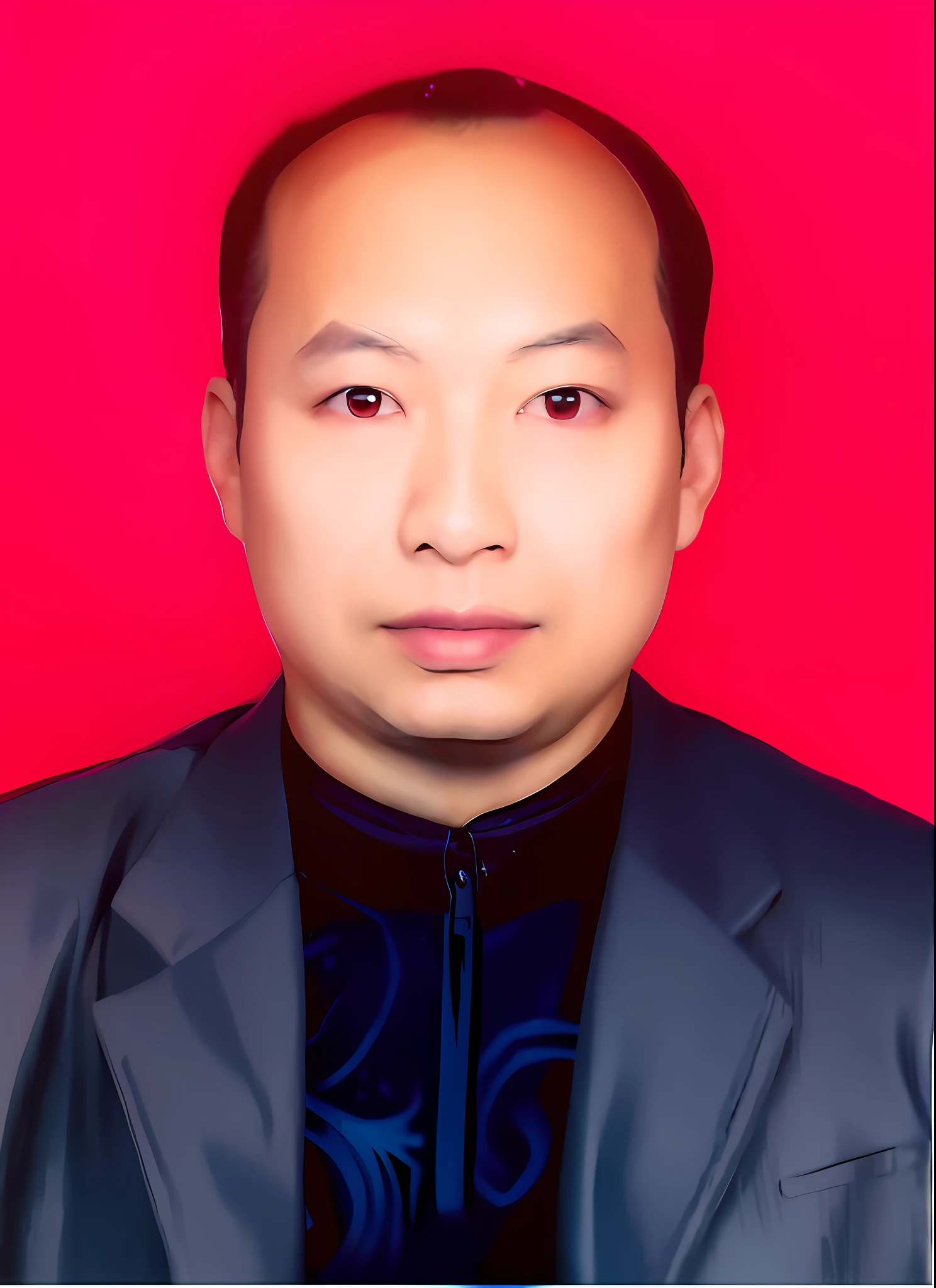 arafed photo of a man in a suit and tie against a red background, phong yintion j - jiang geping, dzung phung dinh, huifeng huang, zeng fanzh, xiang duan, leng jun, guangjian huang, yintion j - jiang geping, xiaofan zhang, donglu yu