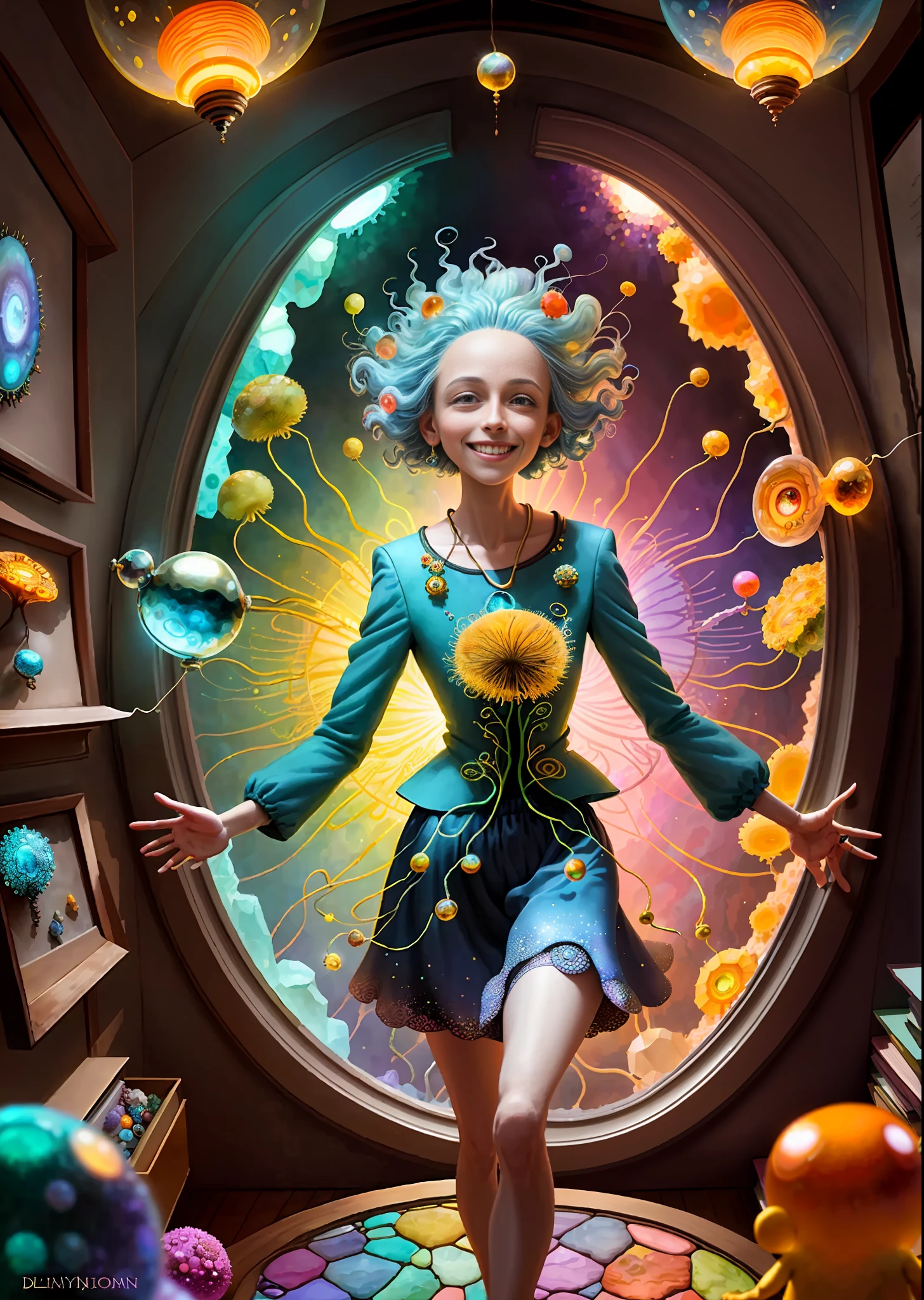 Closeup Elfin protozoa, surreal, dandelionwanderer, agate geodes, by Dan Mumford, , Dr. Seuss, WLOP, , dandelionseer, flowervirus, big eyes, **beautifully brave uplifting professional colour drawing in a delicately blended Style of Amy Brown art Daria Petrilli and Andrea Kowch, joyously uplifting and quirky and whimsical with a sense of self-discovery, smiling, confident woman utilising watercolor, inks, colored pencils, whimsical, a Woman connecting joyously with the elements of Nature, and discovering her own inner power, soft muted shades, minimalist shapes, joyously uplifting and quirky and whimsical with a sense of self-discovery, smiling, confident woman